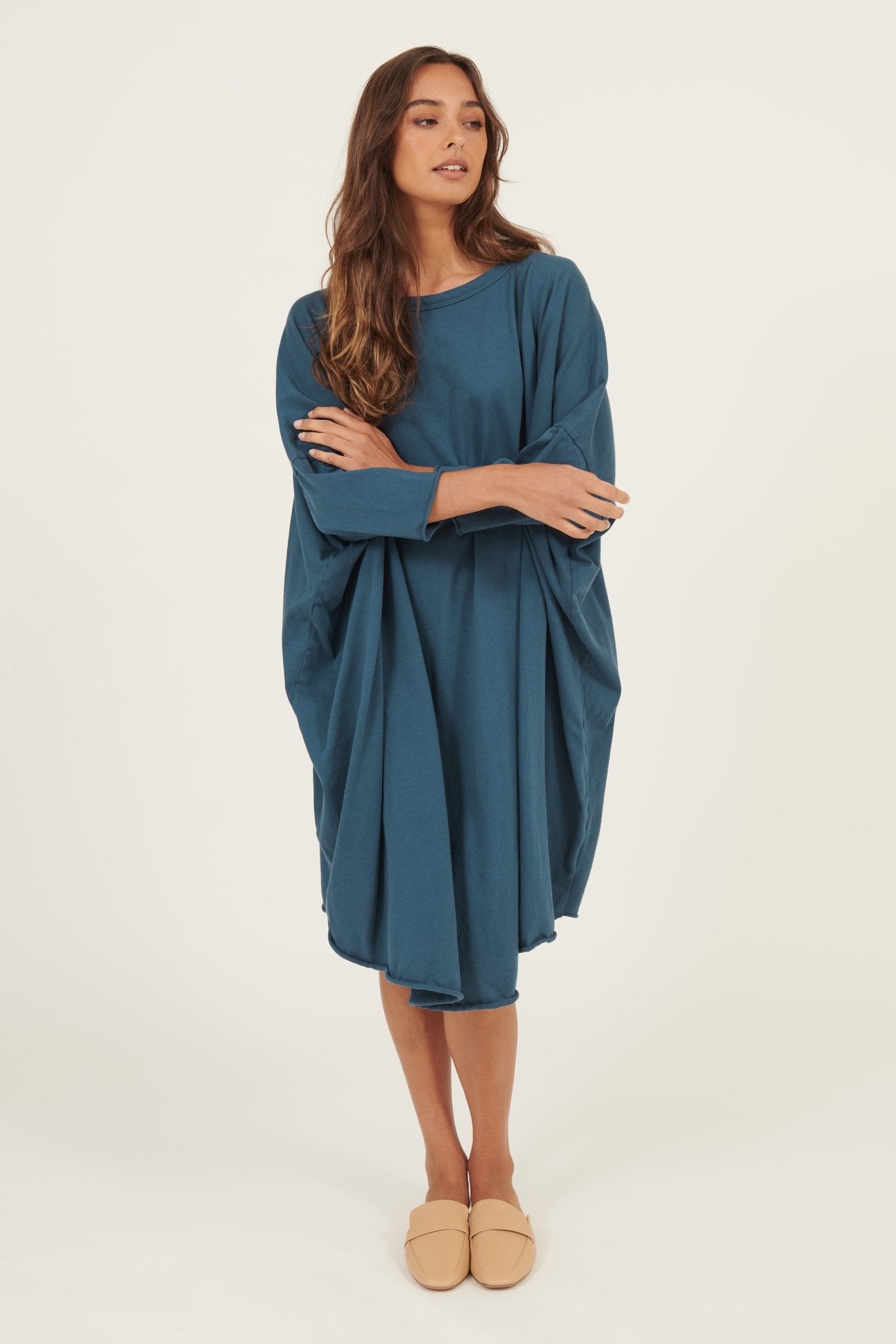 BOX L/S DRESS- NAVY - Primness