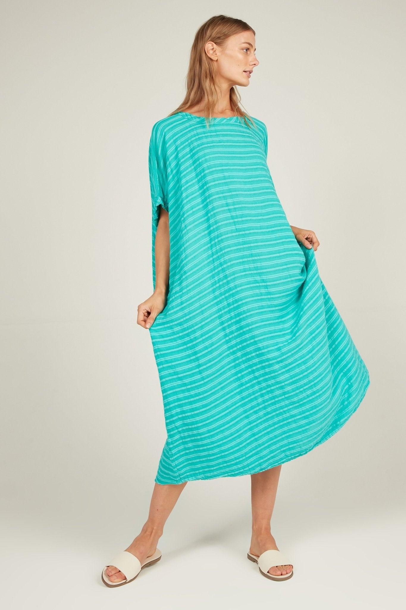 GAUZZY DRESS - TURQUOISE - Primness