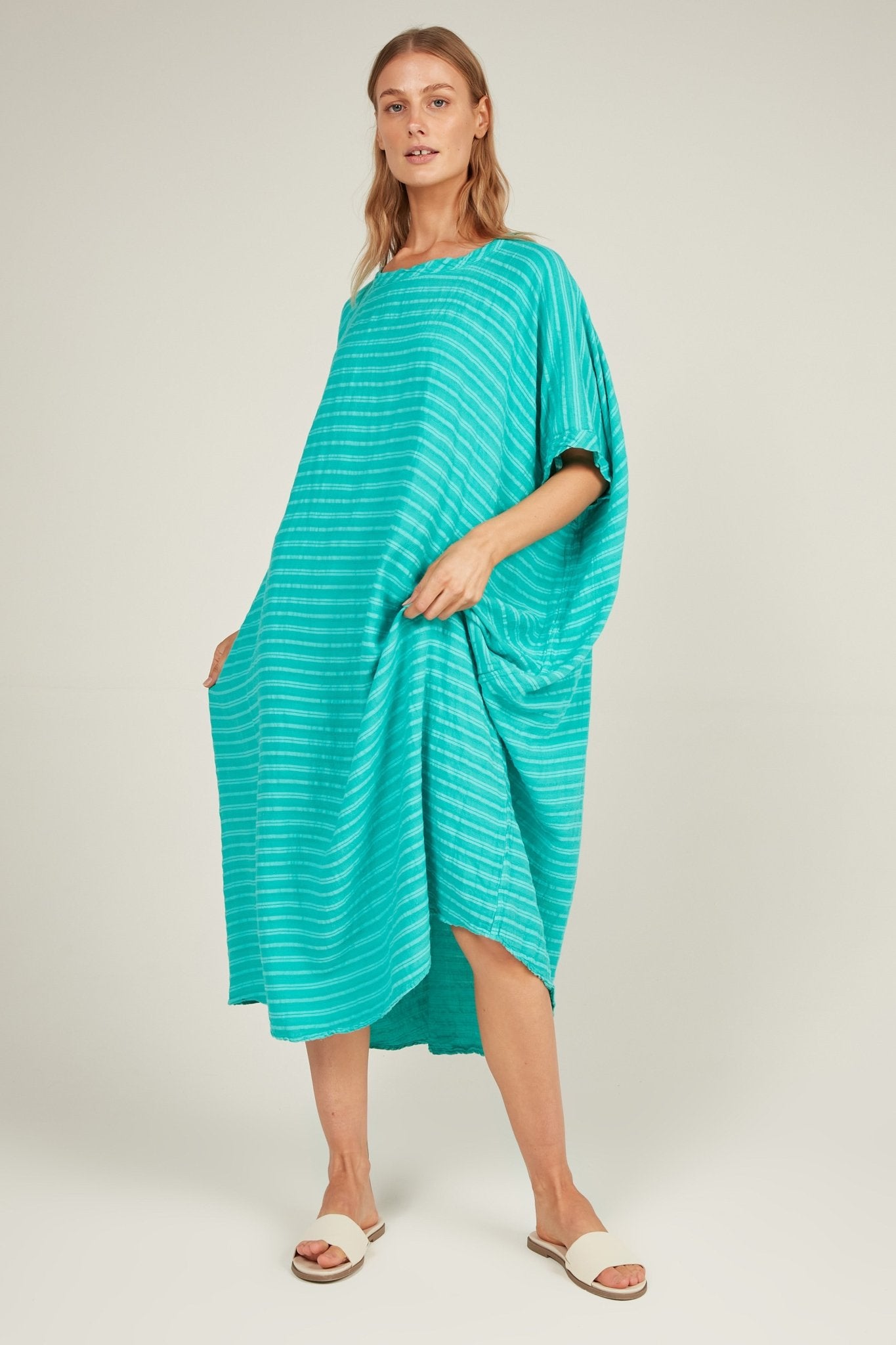 GAUZZY DRESS - TURQUOISE - Primness