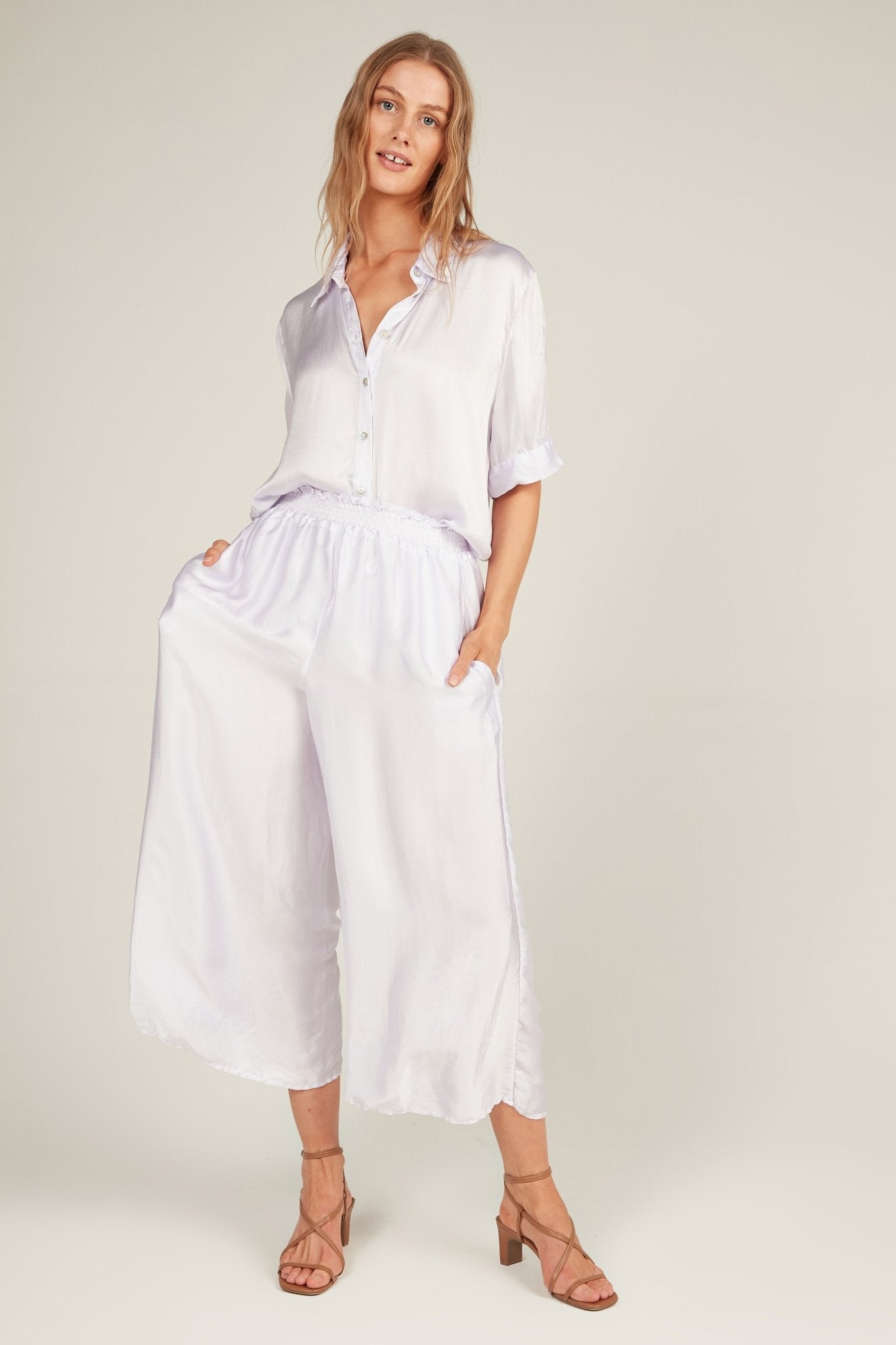 GLOSSED LOOSE PANT - BLANC - Primness