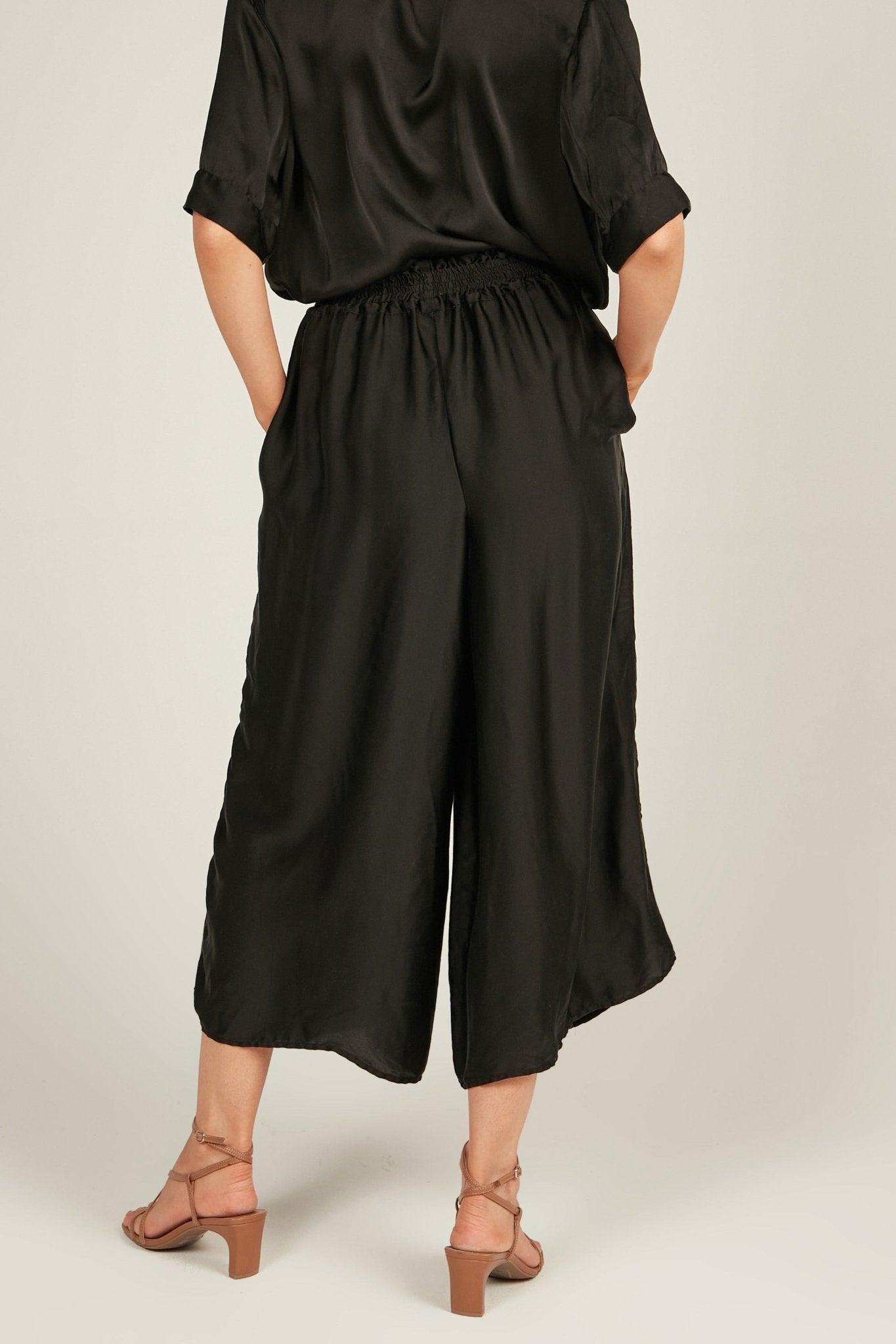 GLOSSED LOOSE PANT - NOIR - Primness