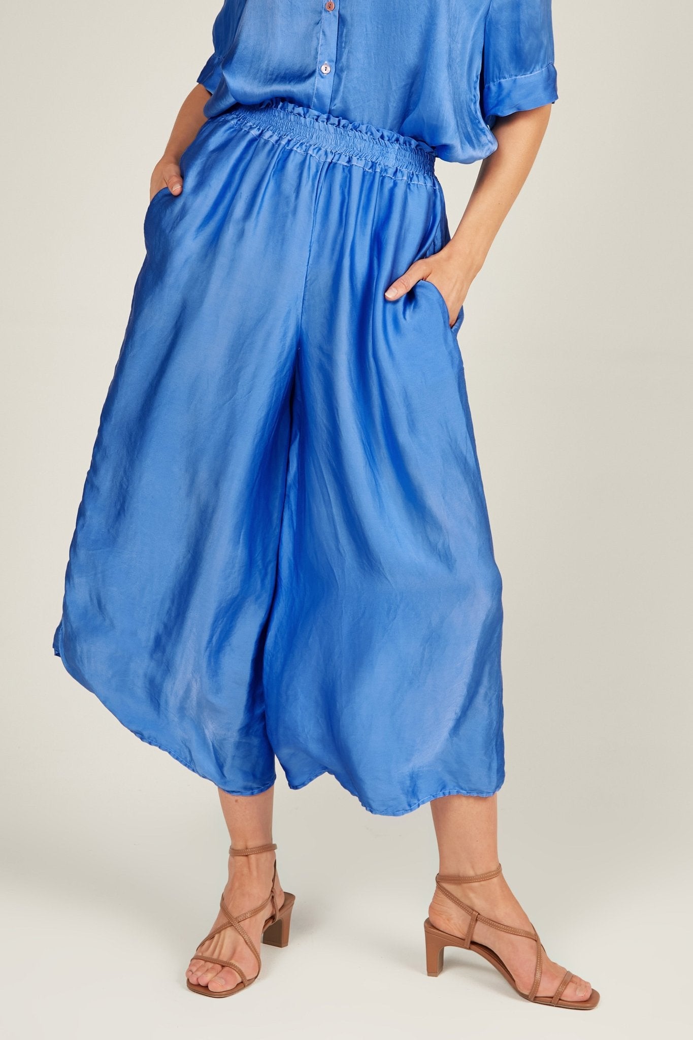 GLOSSED LOOSE PANT - SAPPHIRE - Primness