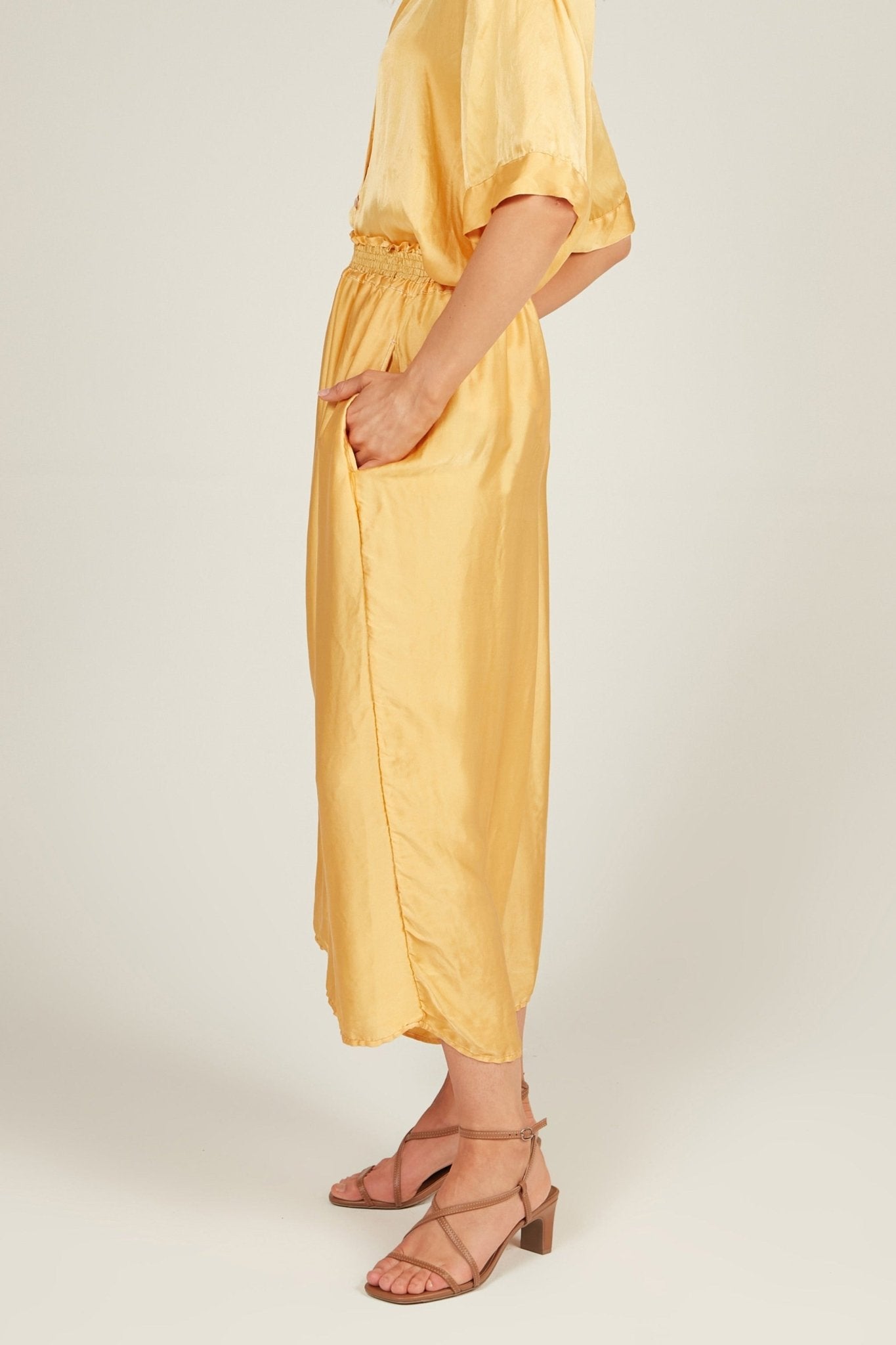 GLOSSED LOOSE PANT - SUNFLOWER - Primness