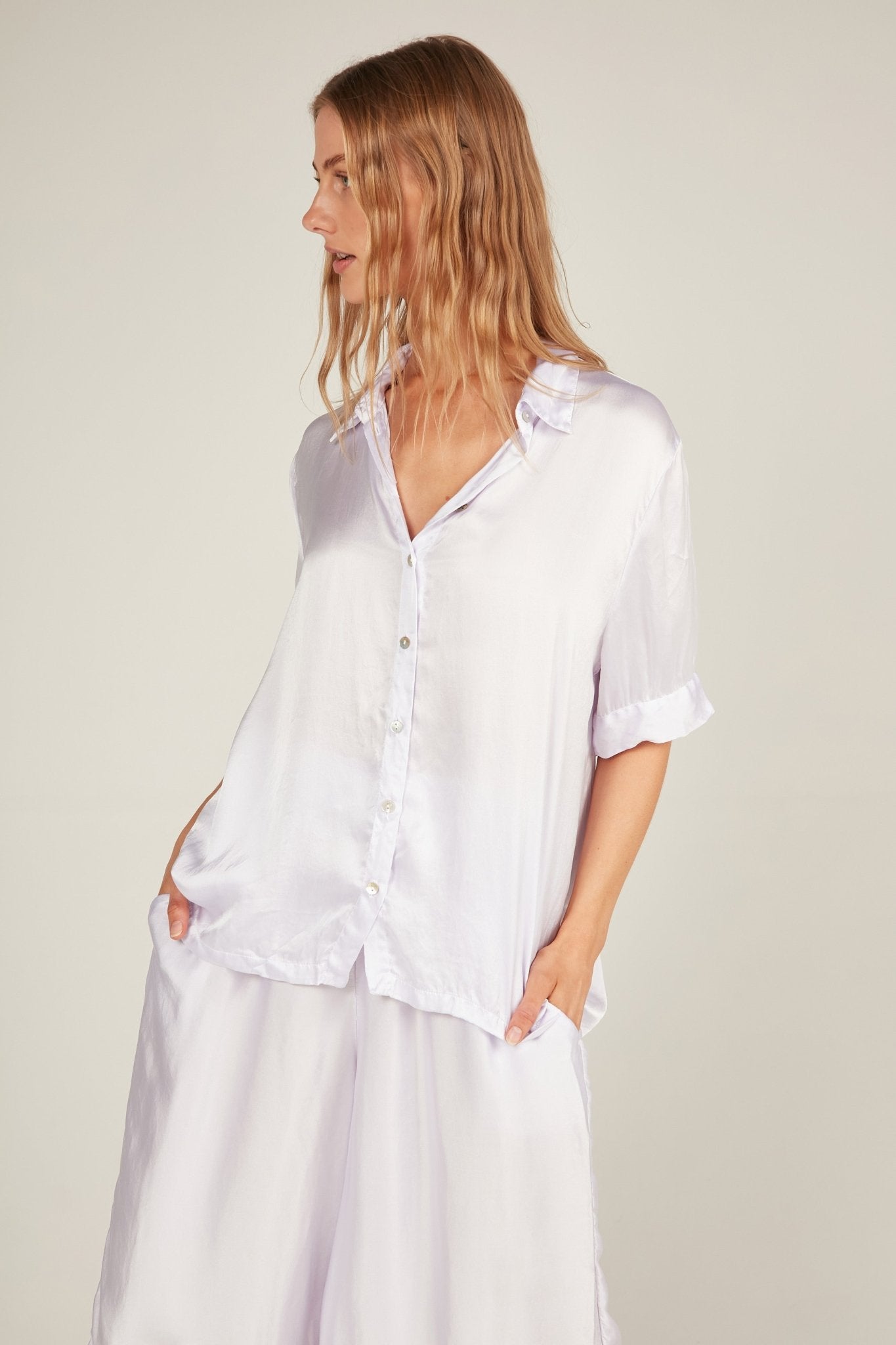 GLOSSED SHIRT - BLANC - Primness