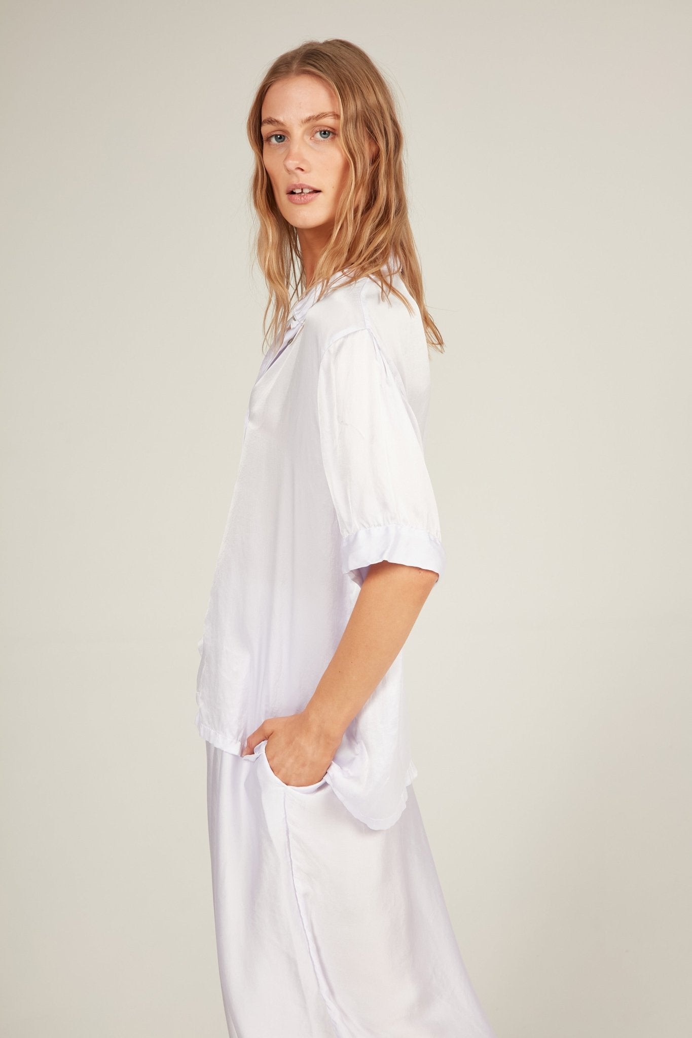 GLOSSED SHIRT - BLANC - Primness