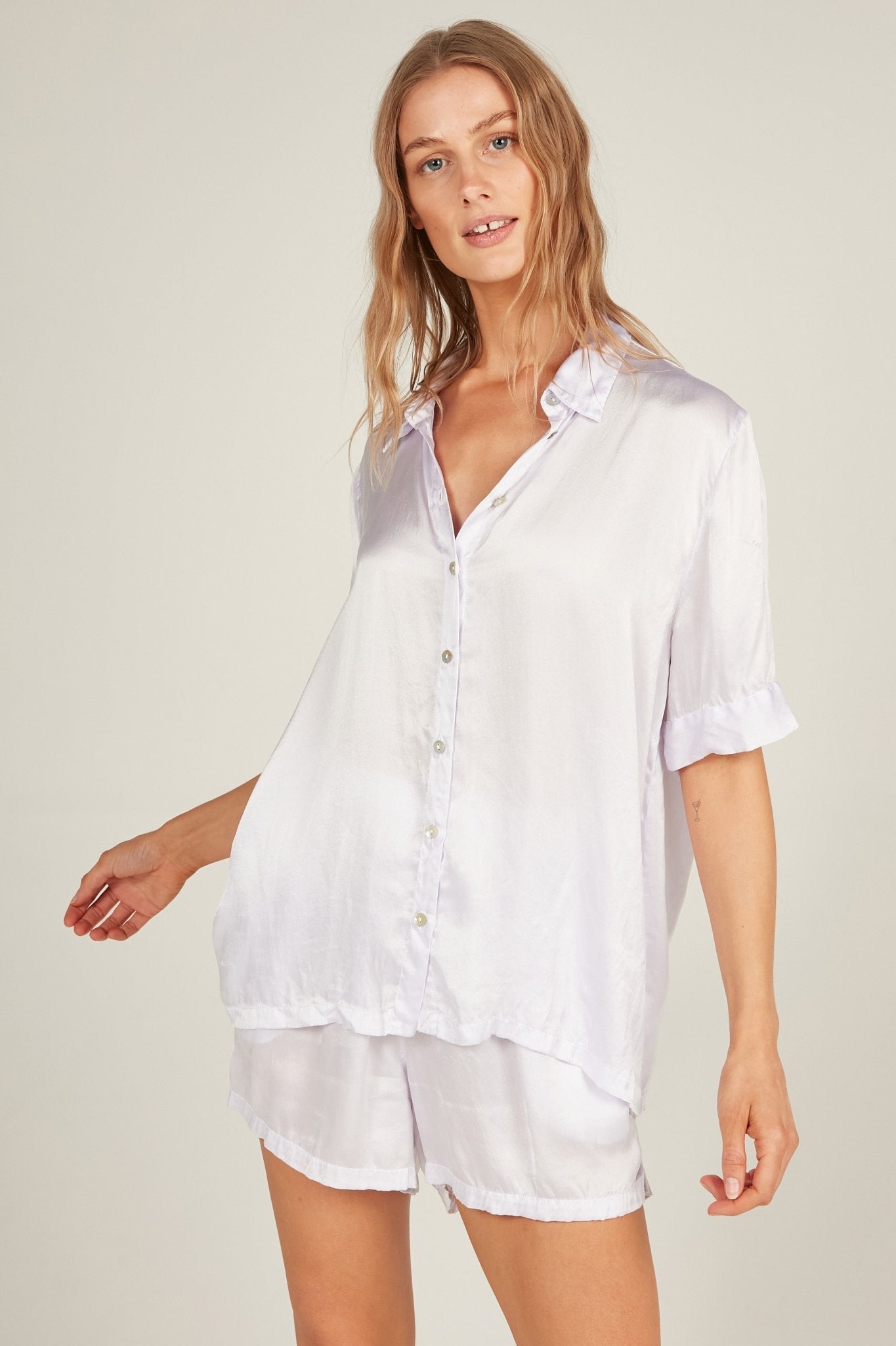 GLOSSED SHIRT - BLANC - Primness