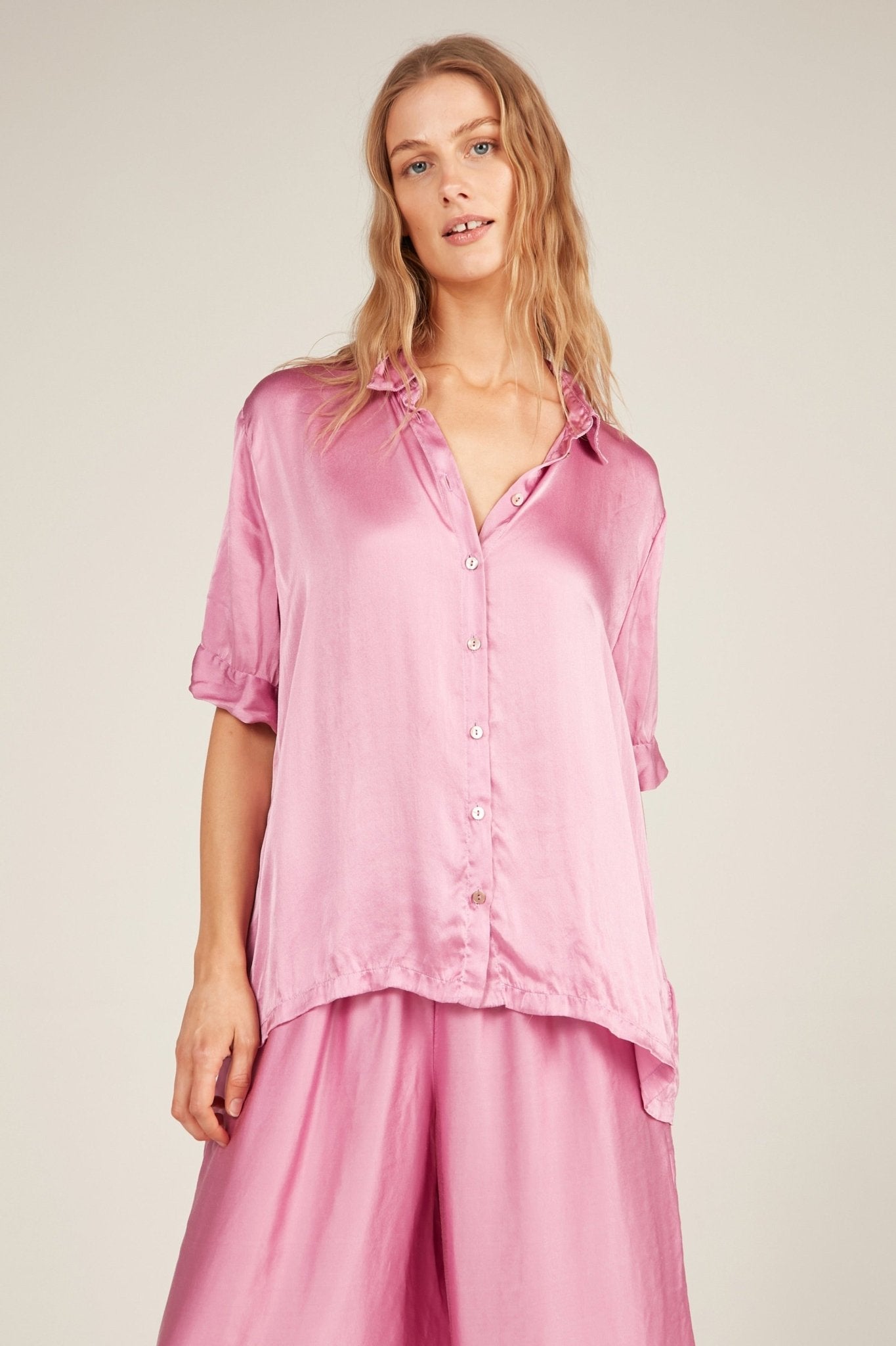 GLOSSED SHIRT - CARNATION PINK - Primness