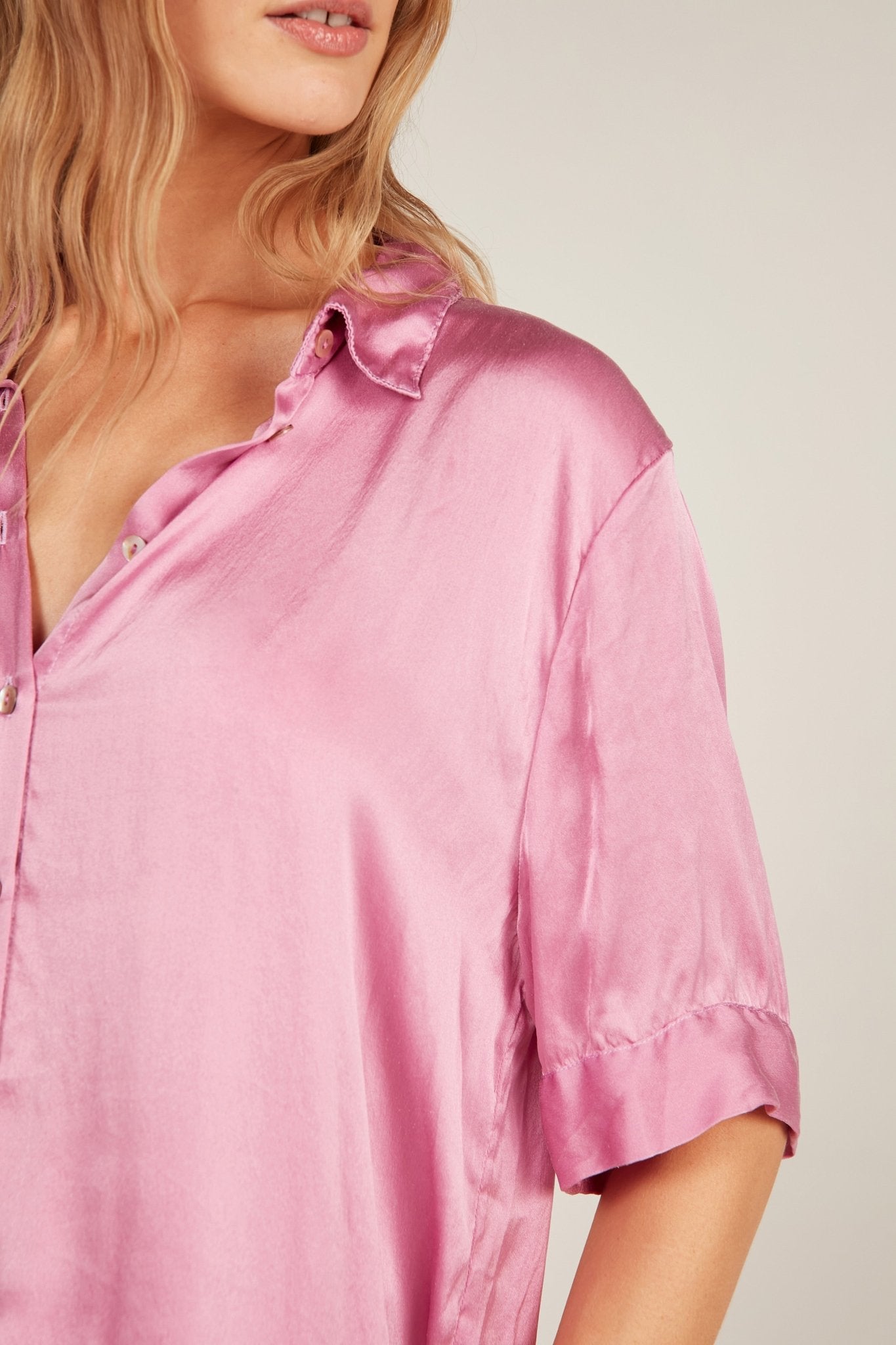 GLOSSED SHIRT - CARNATION PINK - Primness