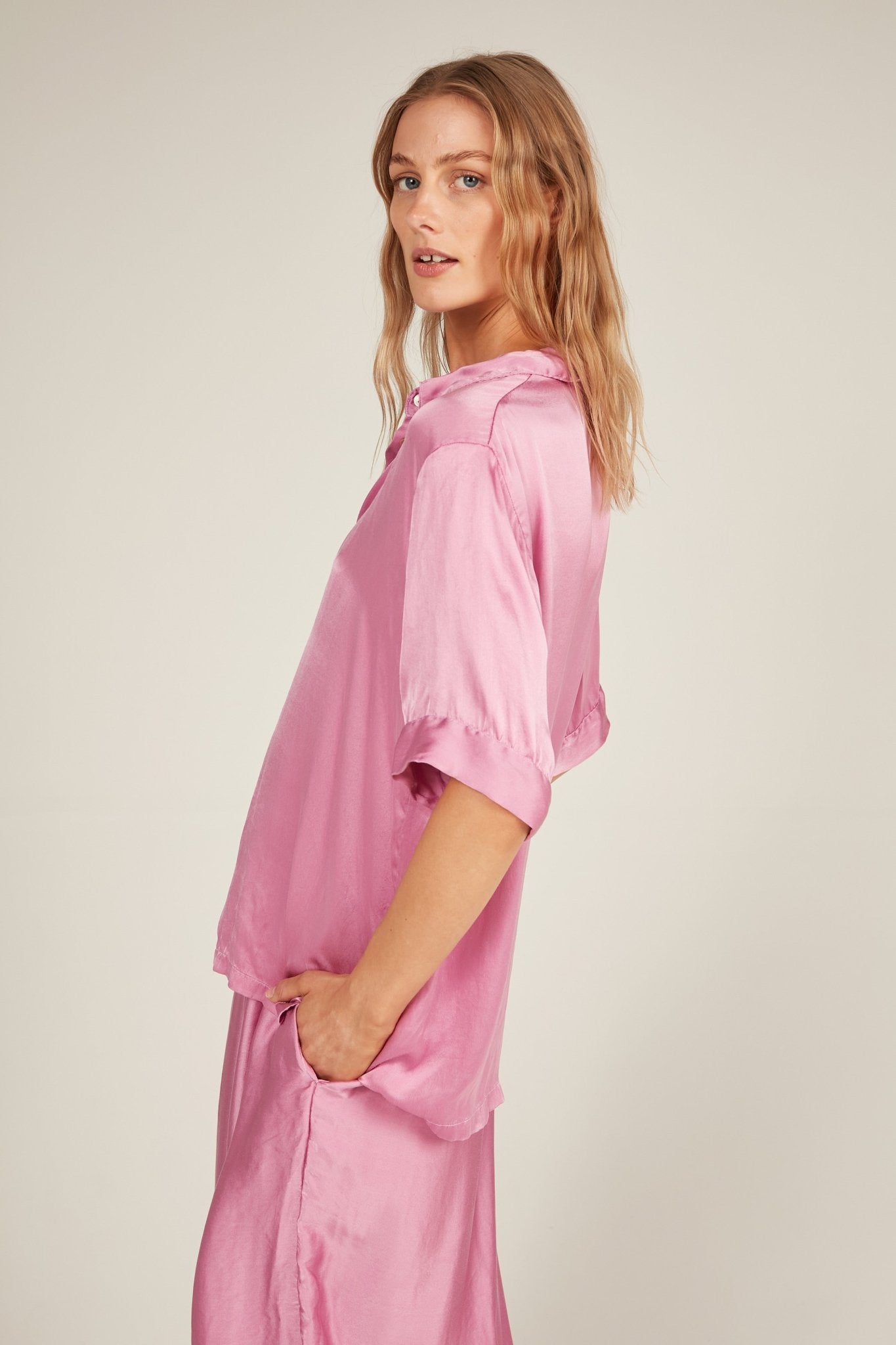 GLOSSED SHIRT - CARNATION PINK - Primness