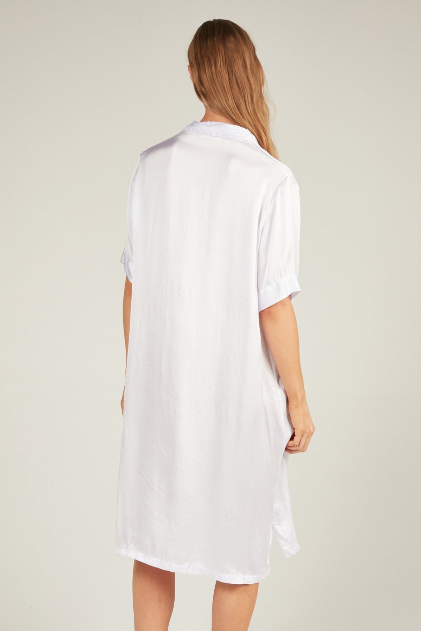 GLOSSED SHIRT DRESS - BLANC - Primness