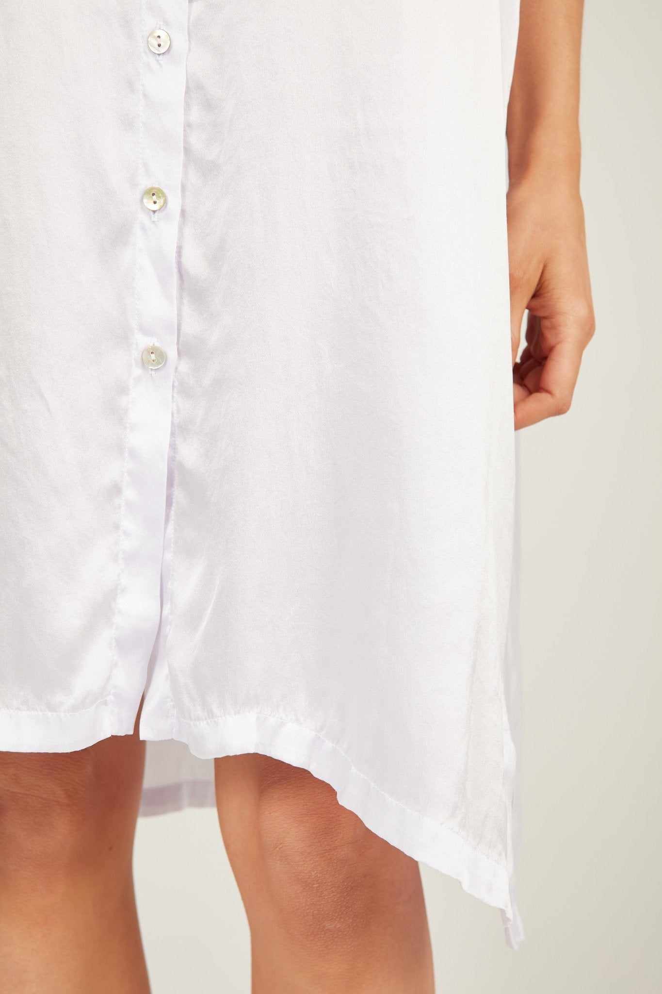 GLOSSED SHIRT DRESS - BLANC - Primness