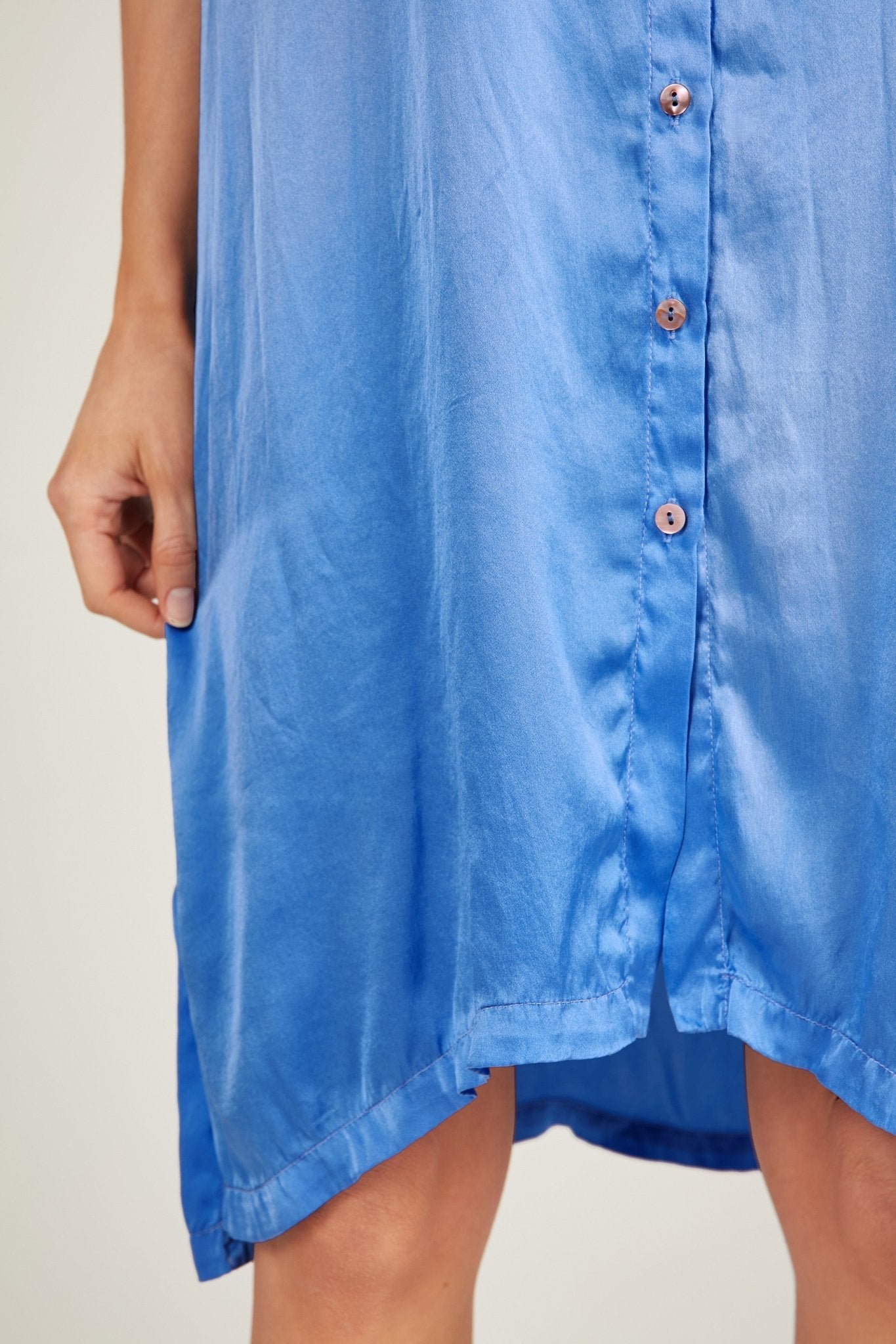 GLOSSED SHIRT DRESS - SAPPHIRE - Primness