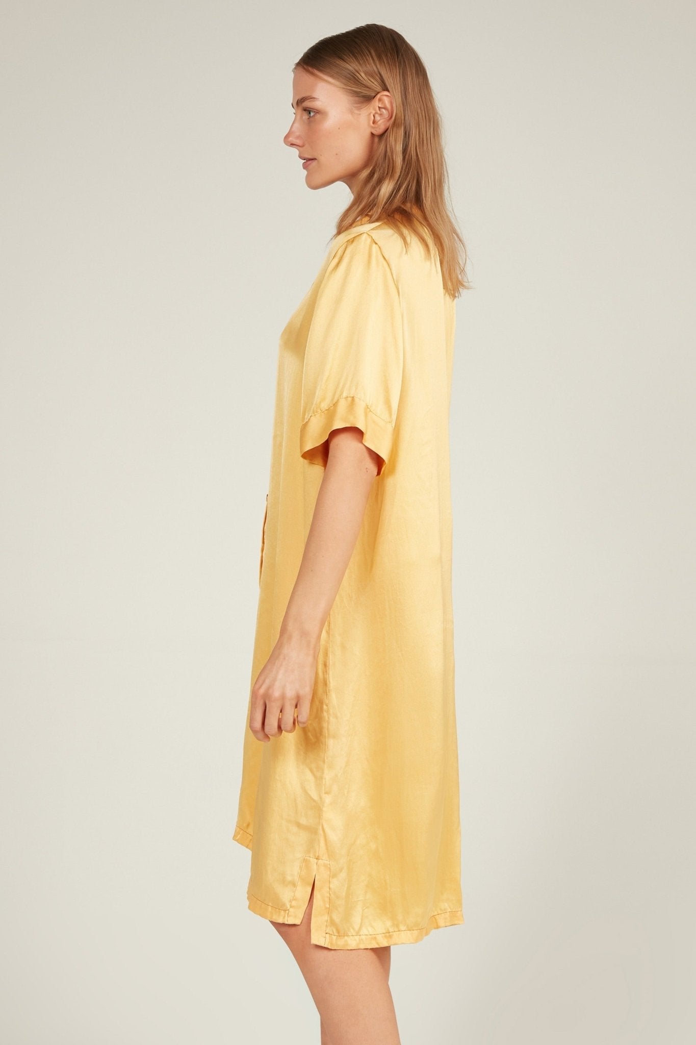 GLOSSED SHIRT DRESS - SUNFLOWER - Primness