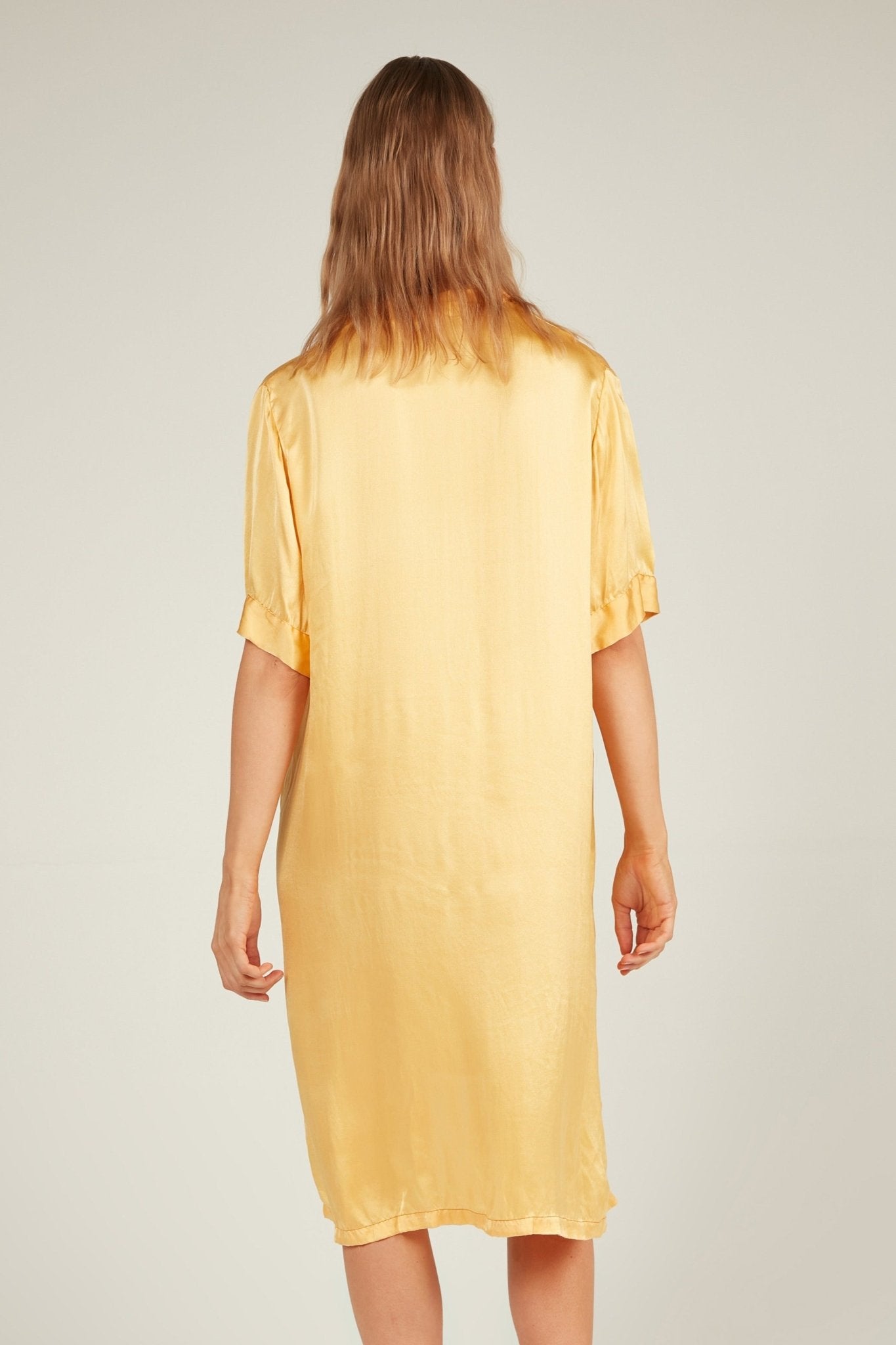 GLOSSED SHIRT DRESS - SUNFLOWER - Primness