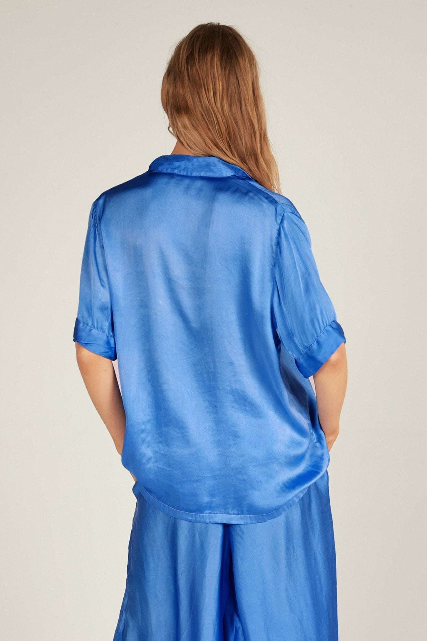 GLOSSED SHIRT - SAPPHIRE - Primness