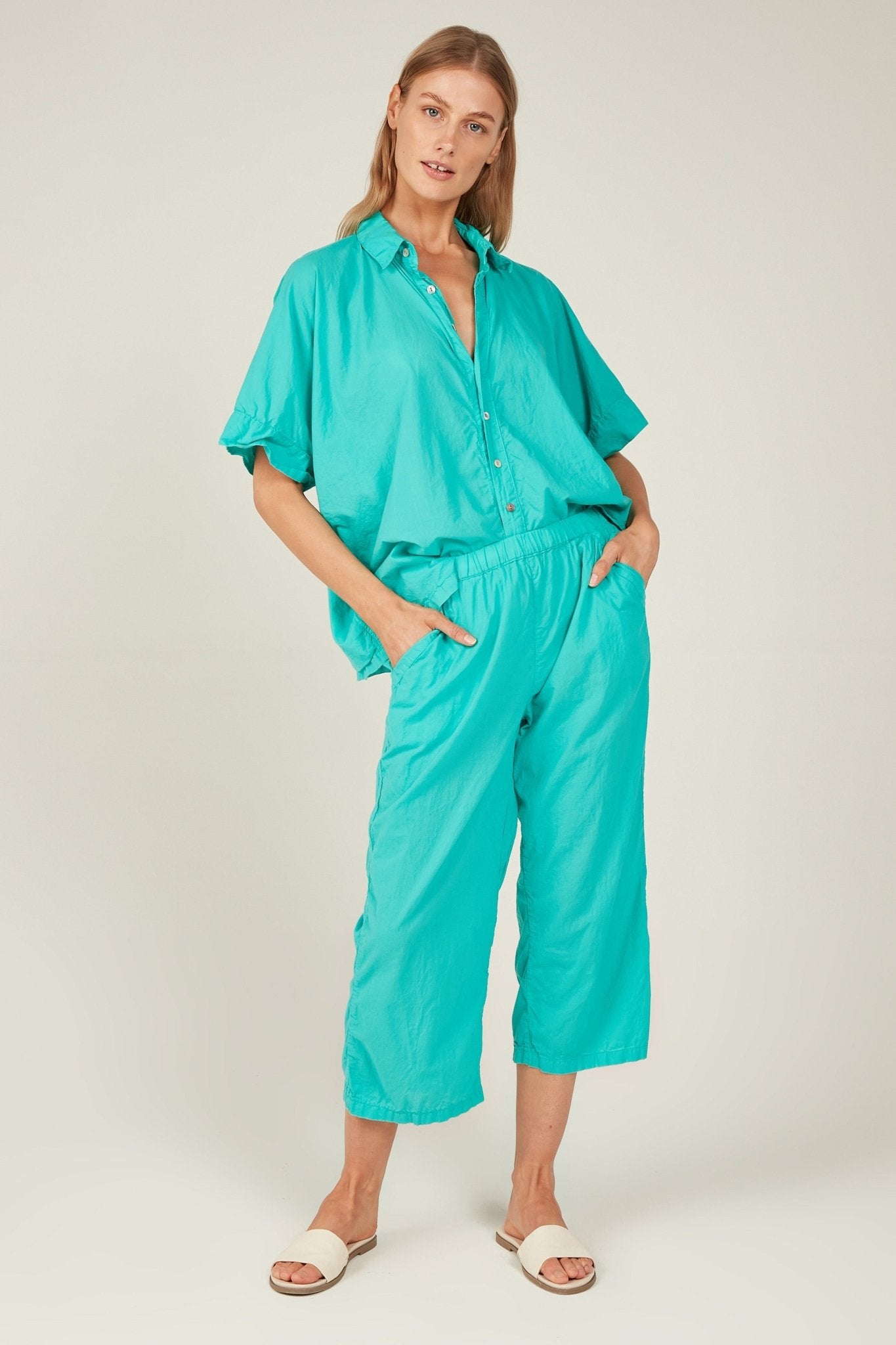 HOLIDAY CROPPED PANT - TURQUOISE - Primness