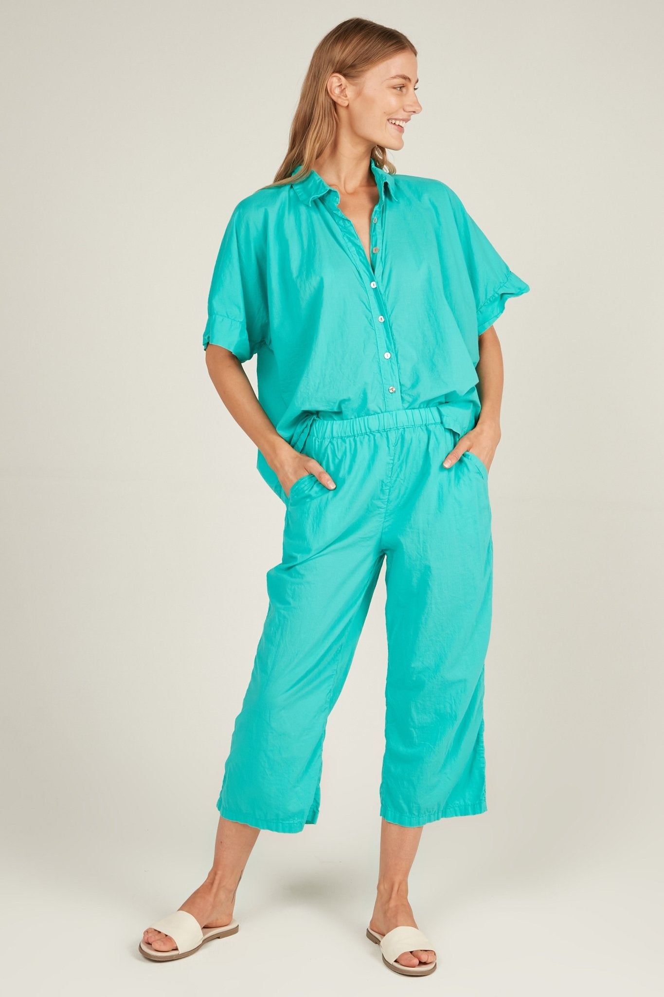 HOLIDAY CROPPED PANT - TURQUOISE - Primness