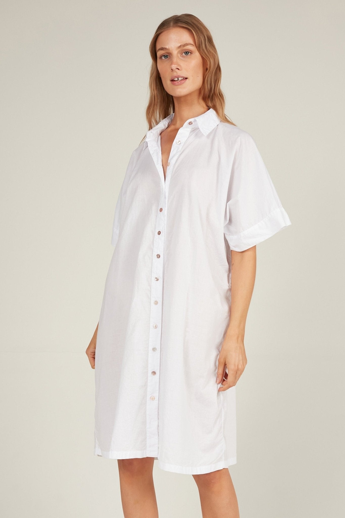 HOLIDAY SHIRT DRESS - BLANC - Primness