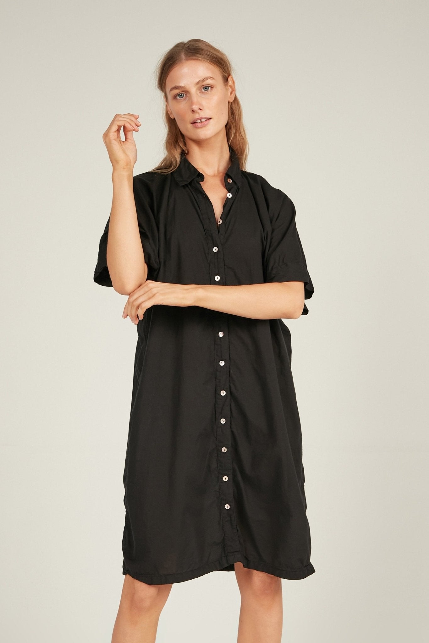 HOLIDAY SHIRT DRESS - NOIR - Primness