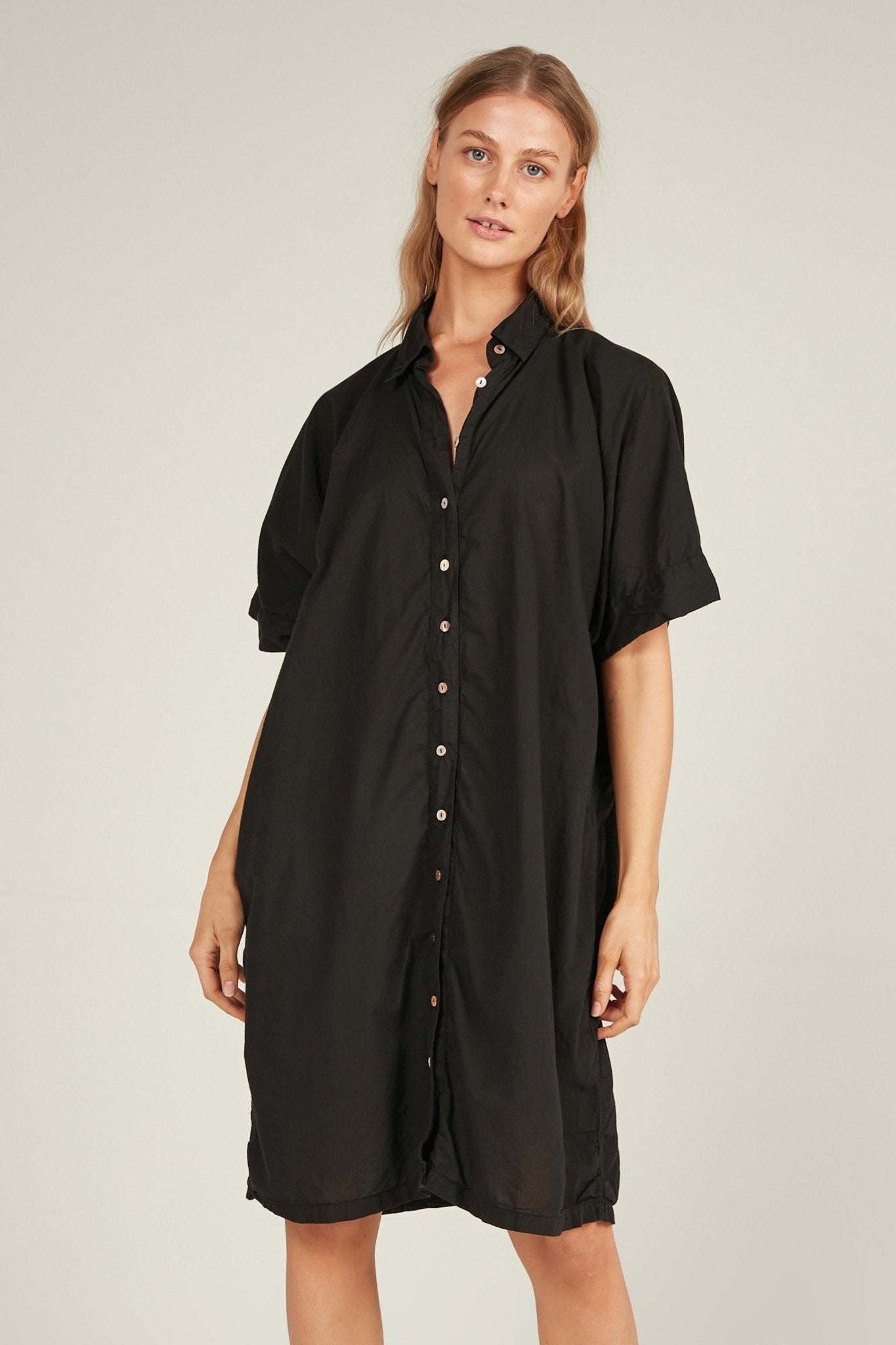 HOLIDAY SHIRT DRESS - NOIR - Primness