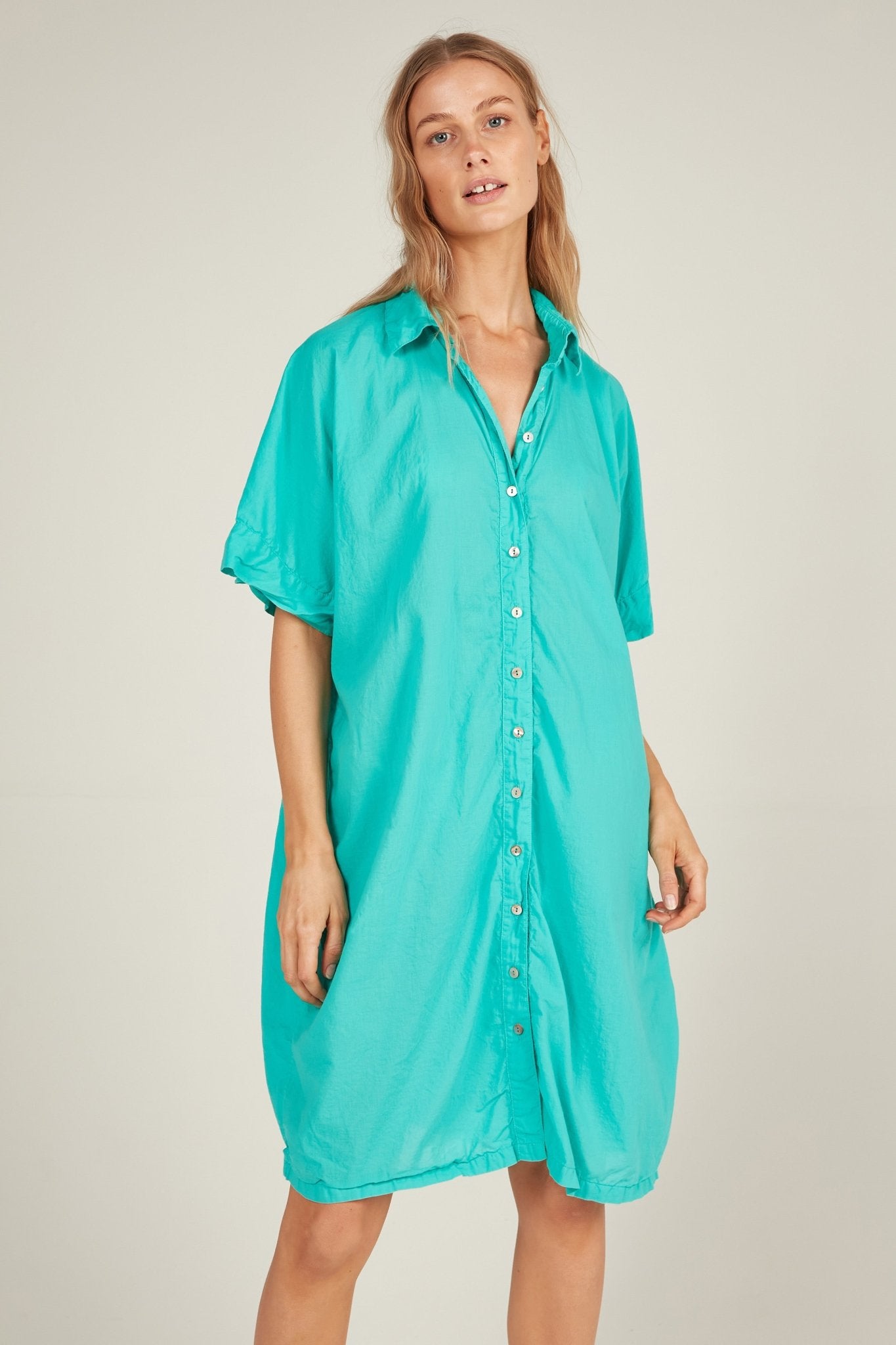 HOLIDAY SHIRT DRESS - TURQUOISE - Primness