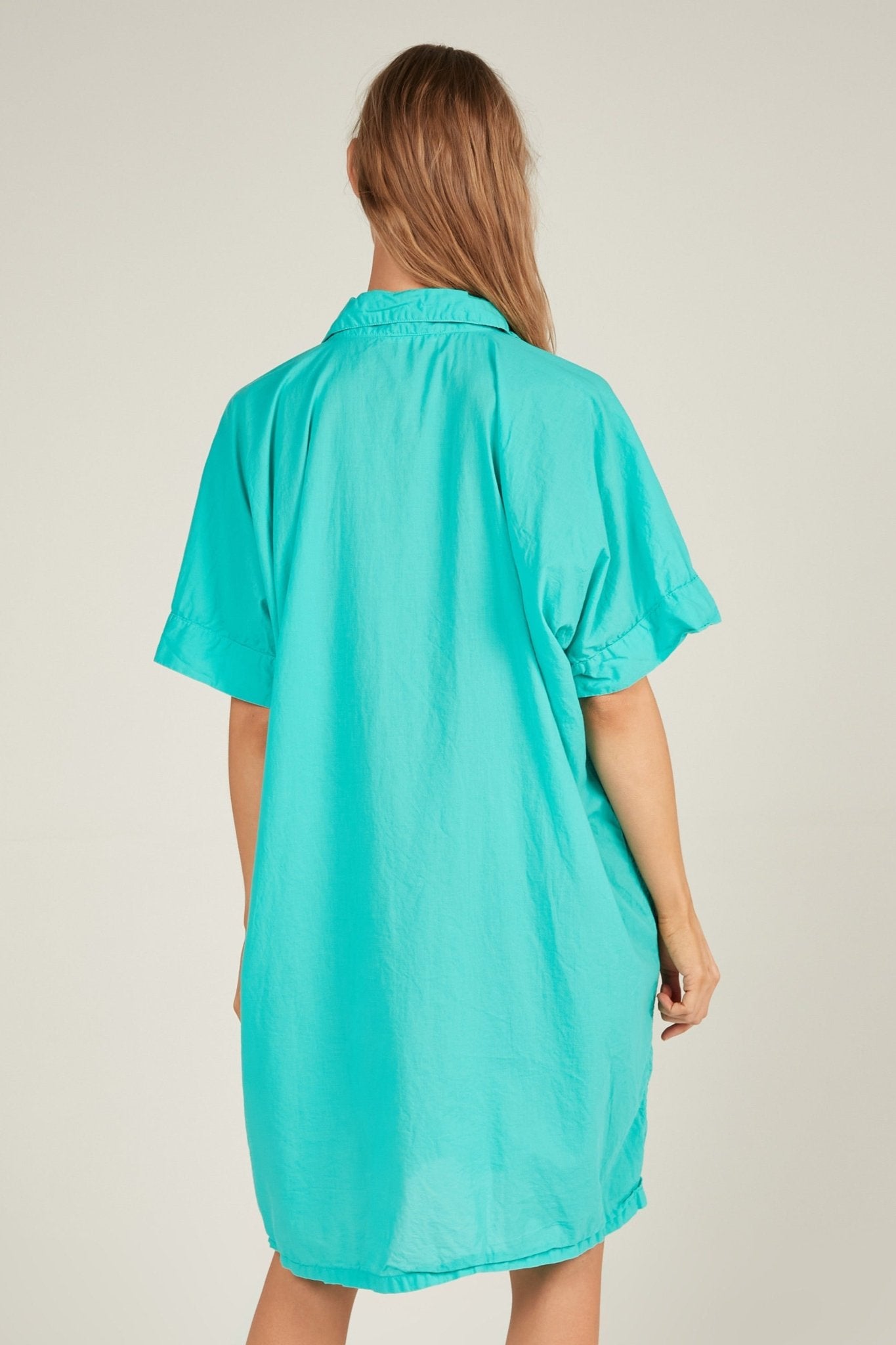 HOLIDAY SHIRT DRESS - TURQUOISE - Primness