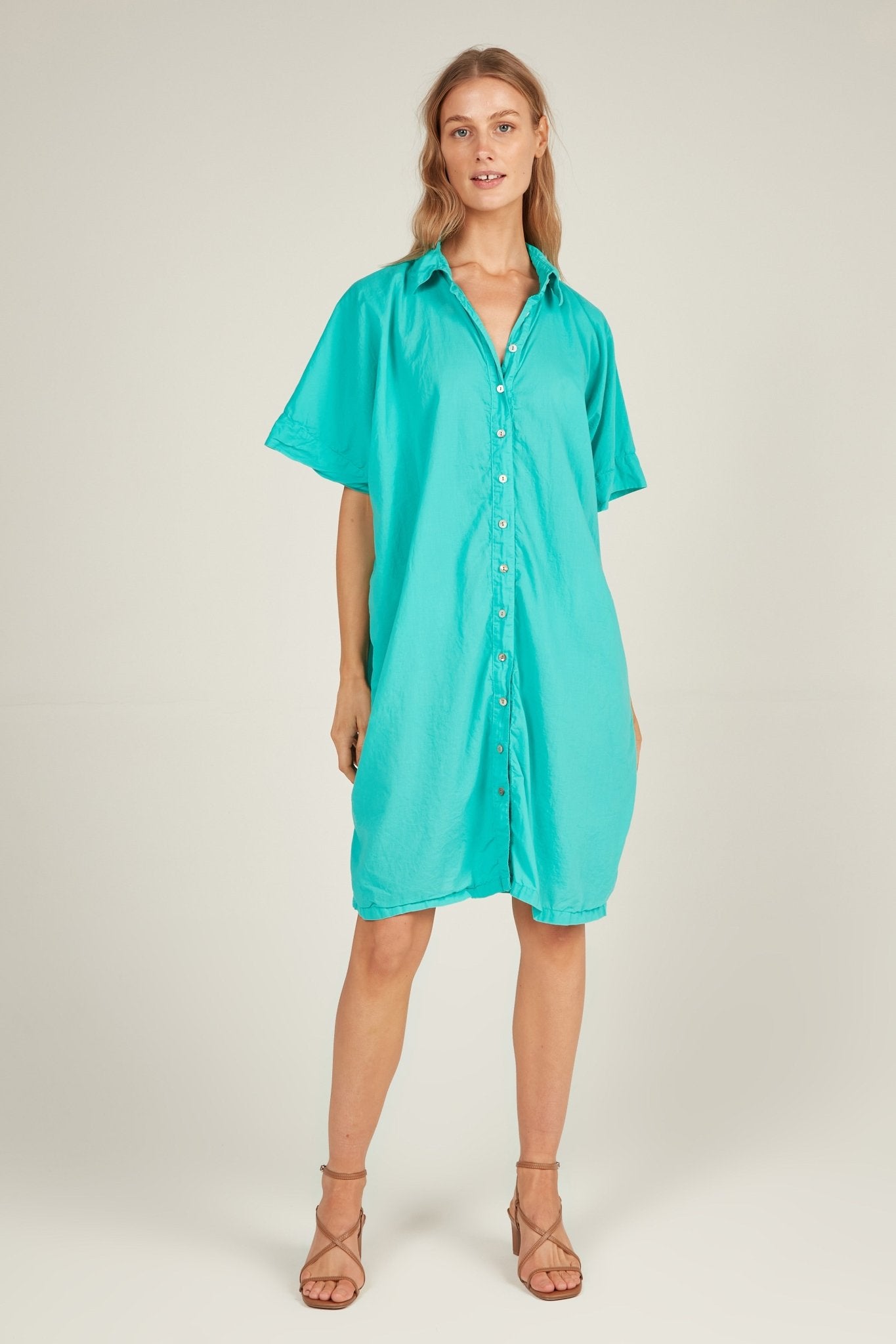 HOLIDAY SHIRT DRESS - TURQUOISE - Primness