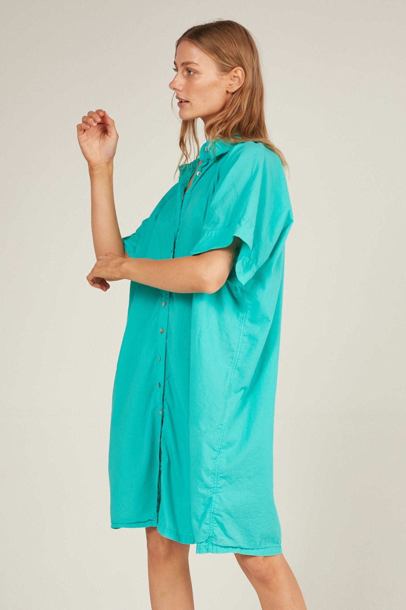 HOLIDAY SHIRT DRESS - TURQUOISE - Primness