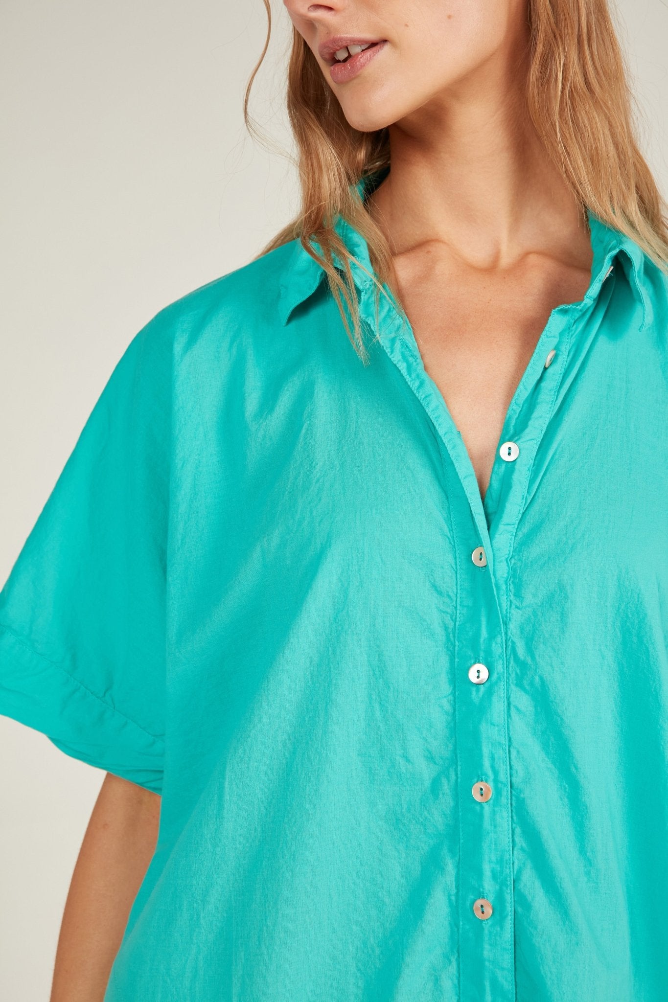 HOLIDAY SHIRT DRESS - TURQUOISE - Primness