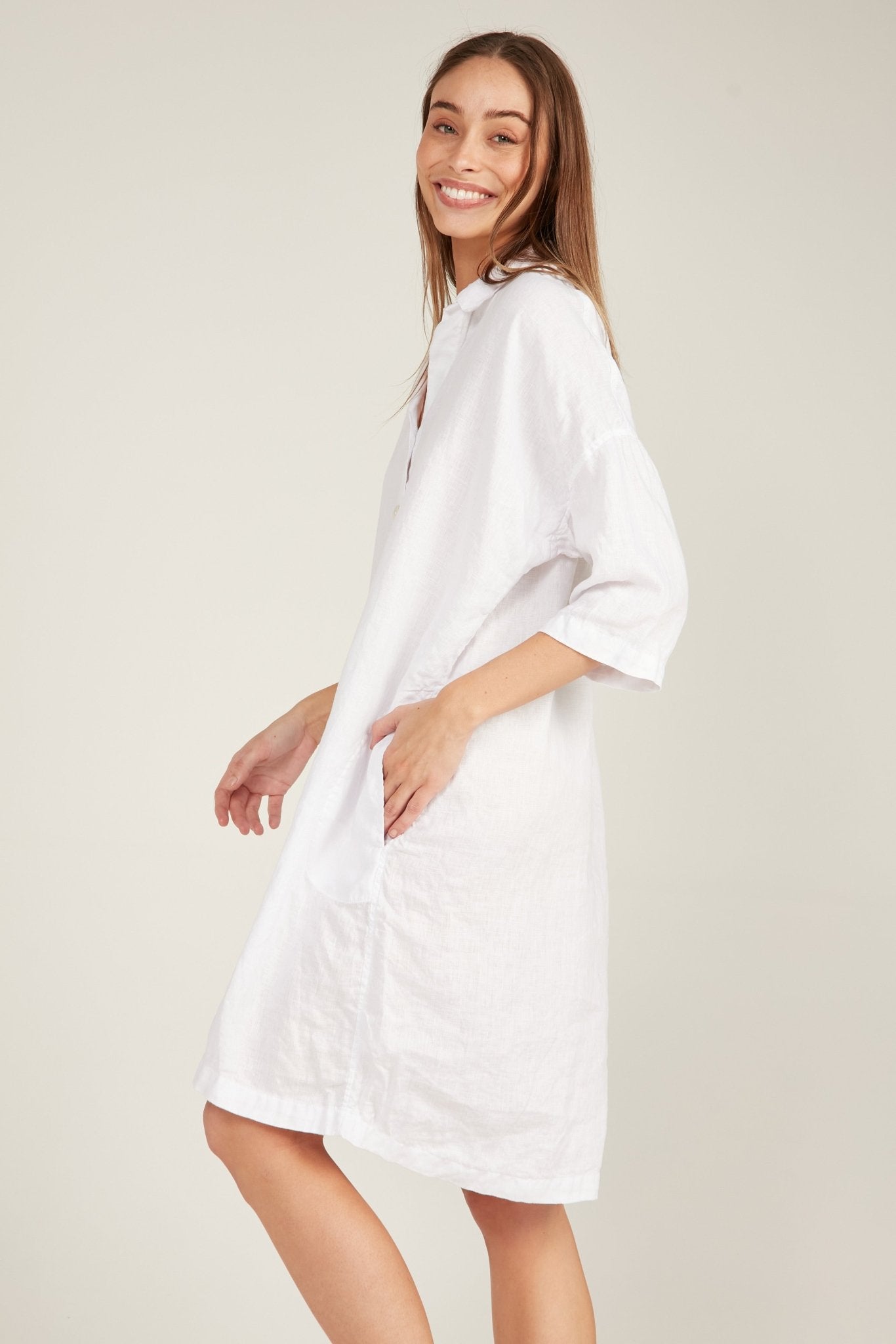 ISLAND SHIRT DRESS - BLANC (PRE-ORDER) - Primness