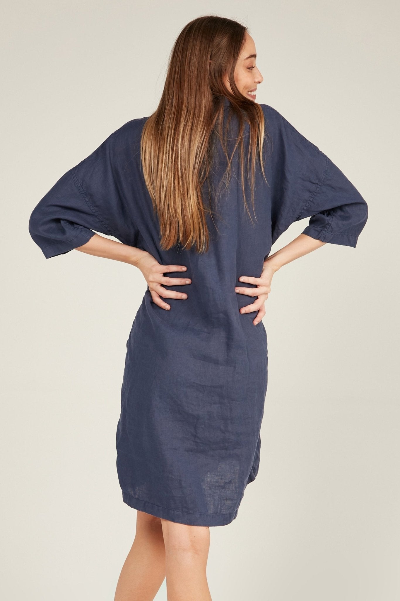 ISLAND SHIRT DRESS - DARK NAVY (PRE-ORDER) - Primness