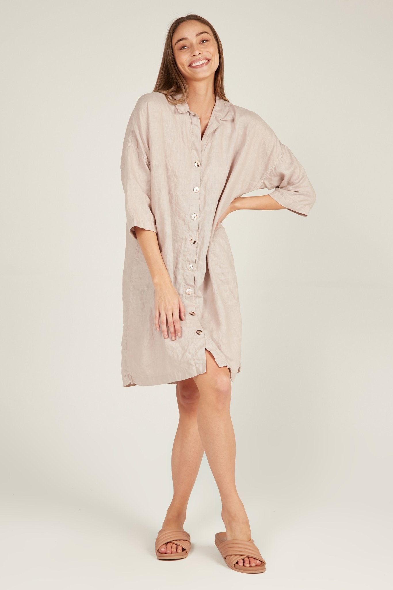 ISLAND SHIRT DRESS - DOVE (PRE-ORDER) - Primness