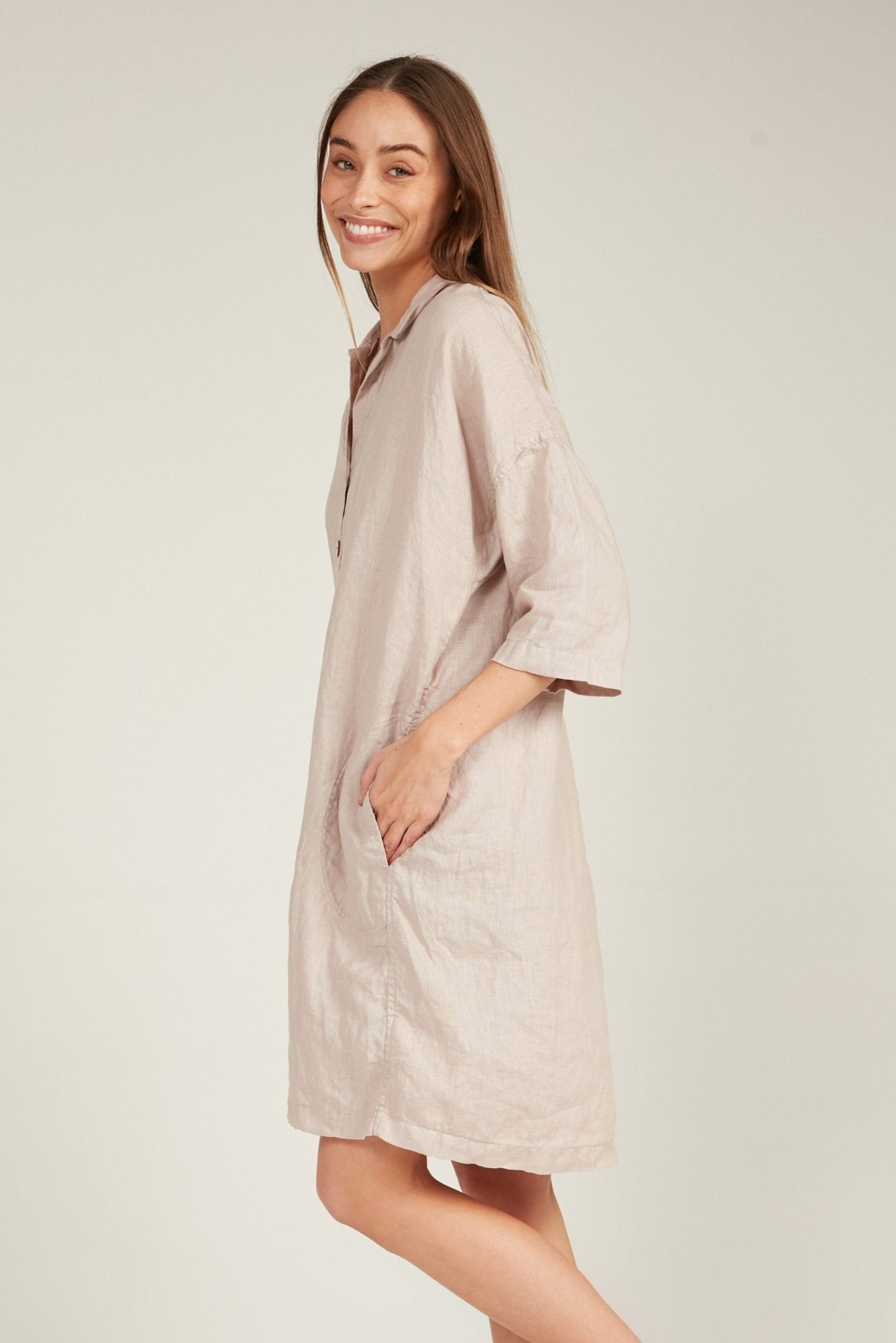 ISLAND SHIRT DRESS - DOVE (PRE-ORDER) - Primness