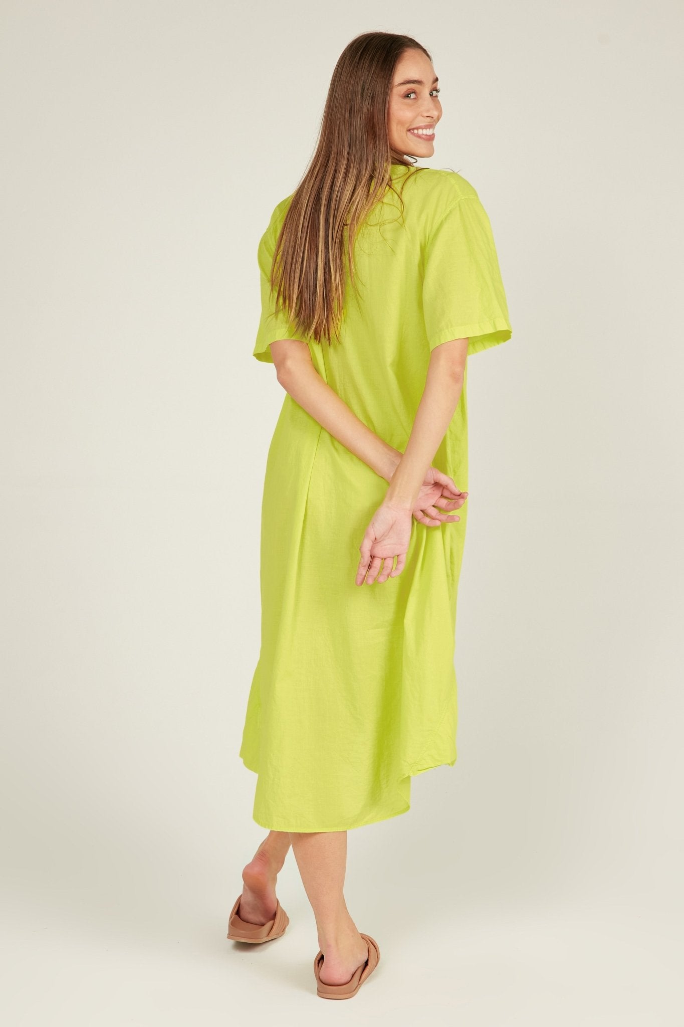 LALA SHIRT DRESS - LIME - Primness