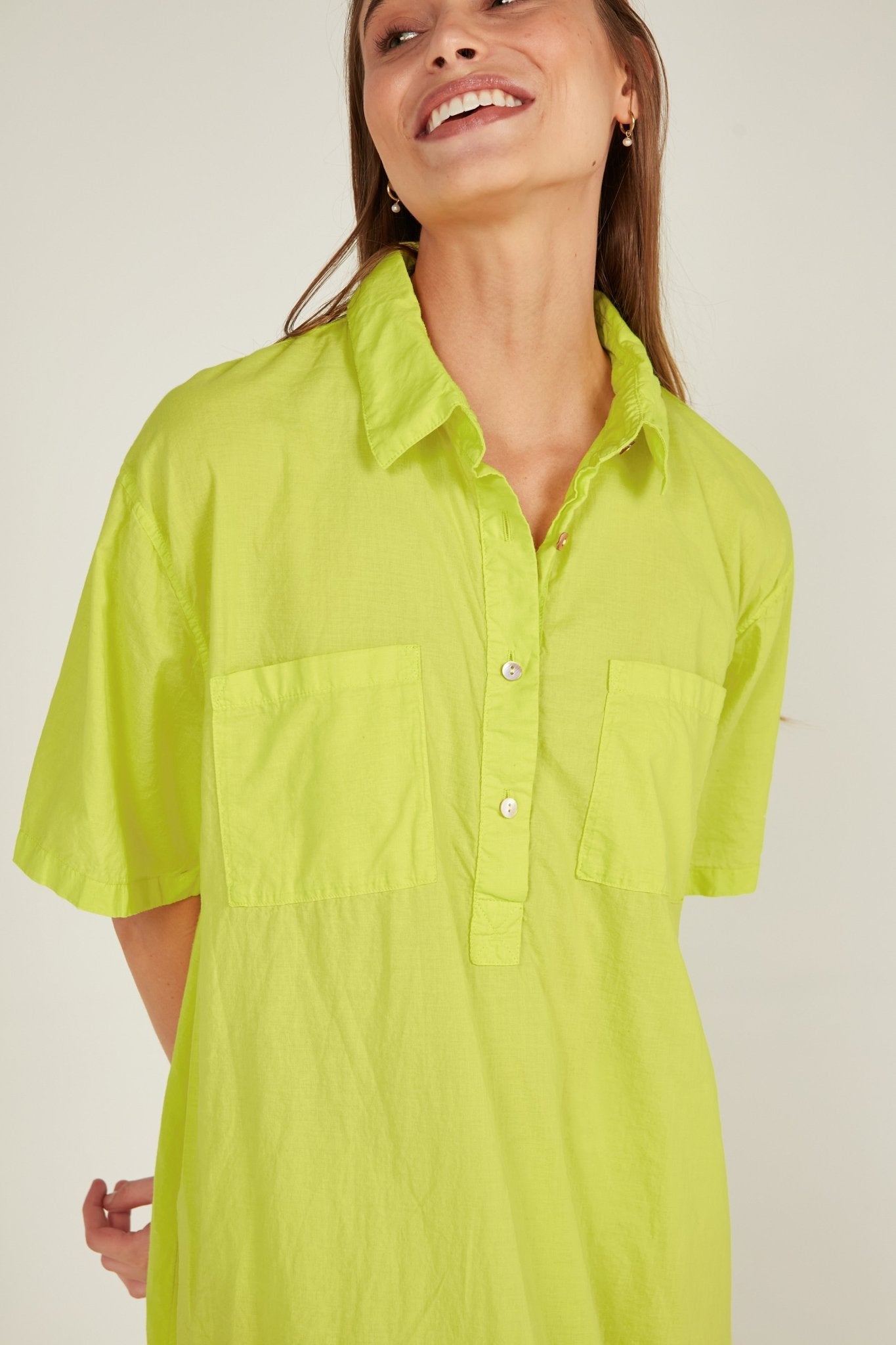 LALA SHIRT DRESS - LIME - Primness