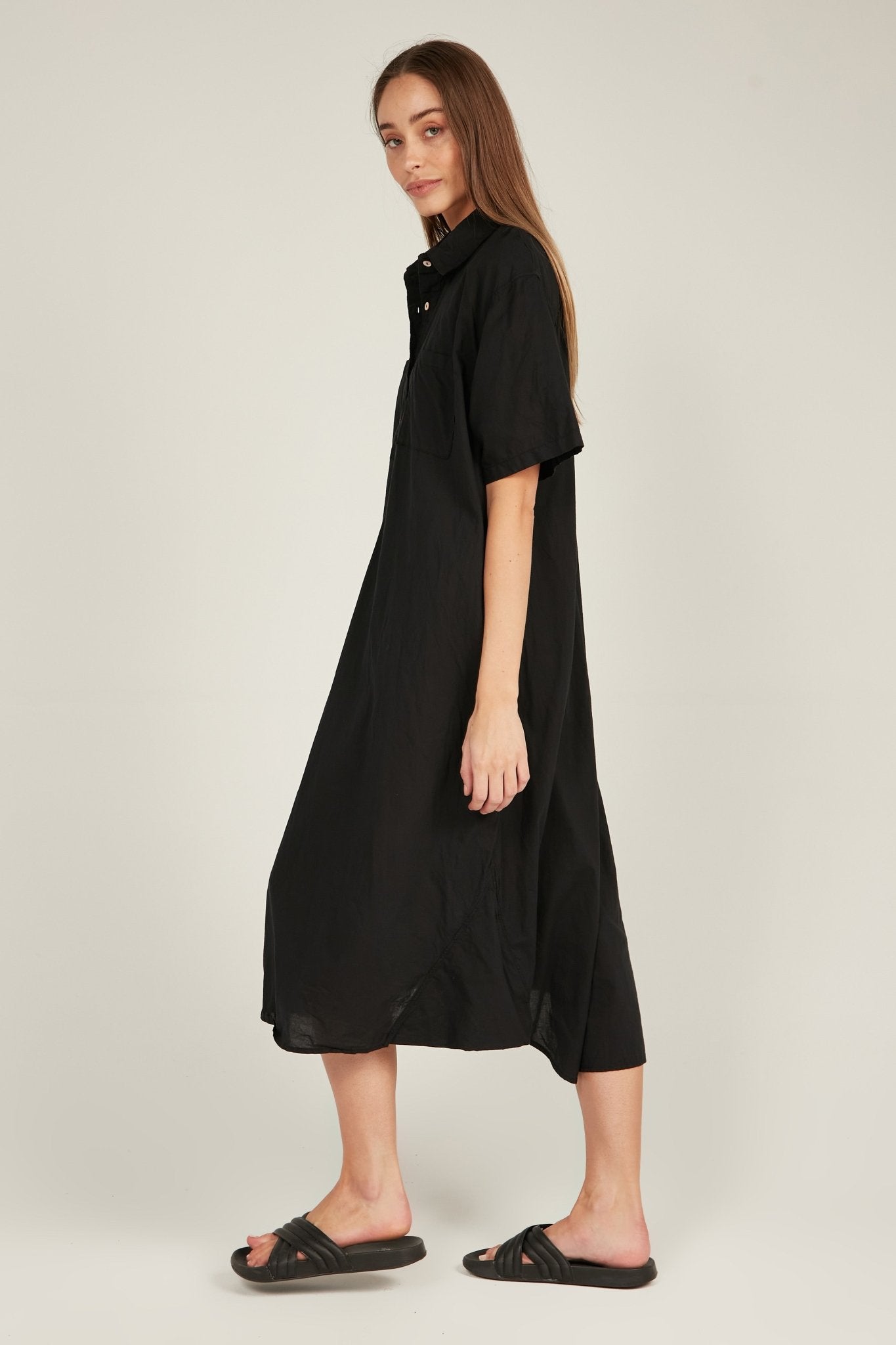 LALA SHIRT DRESS - NOIR - Primness