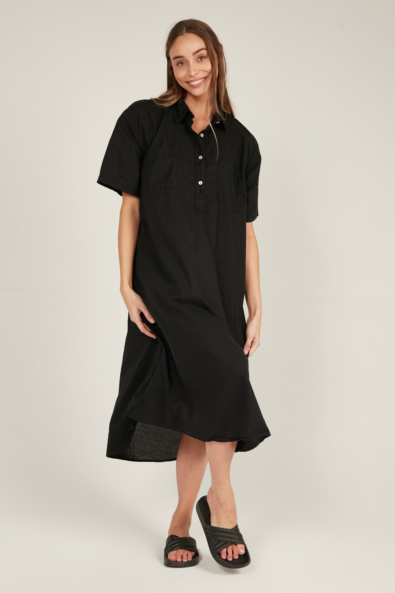 LALA SHIRT DRESS - NOIR - Primness