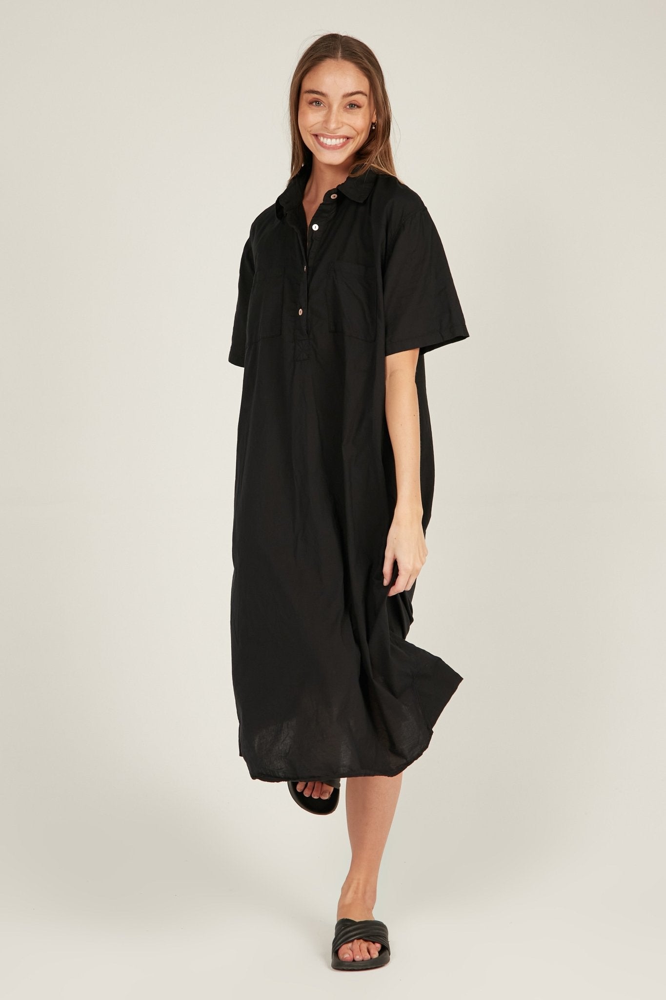 LALA SHIRT DRESS - NOIR - Primness