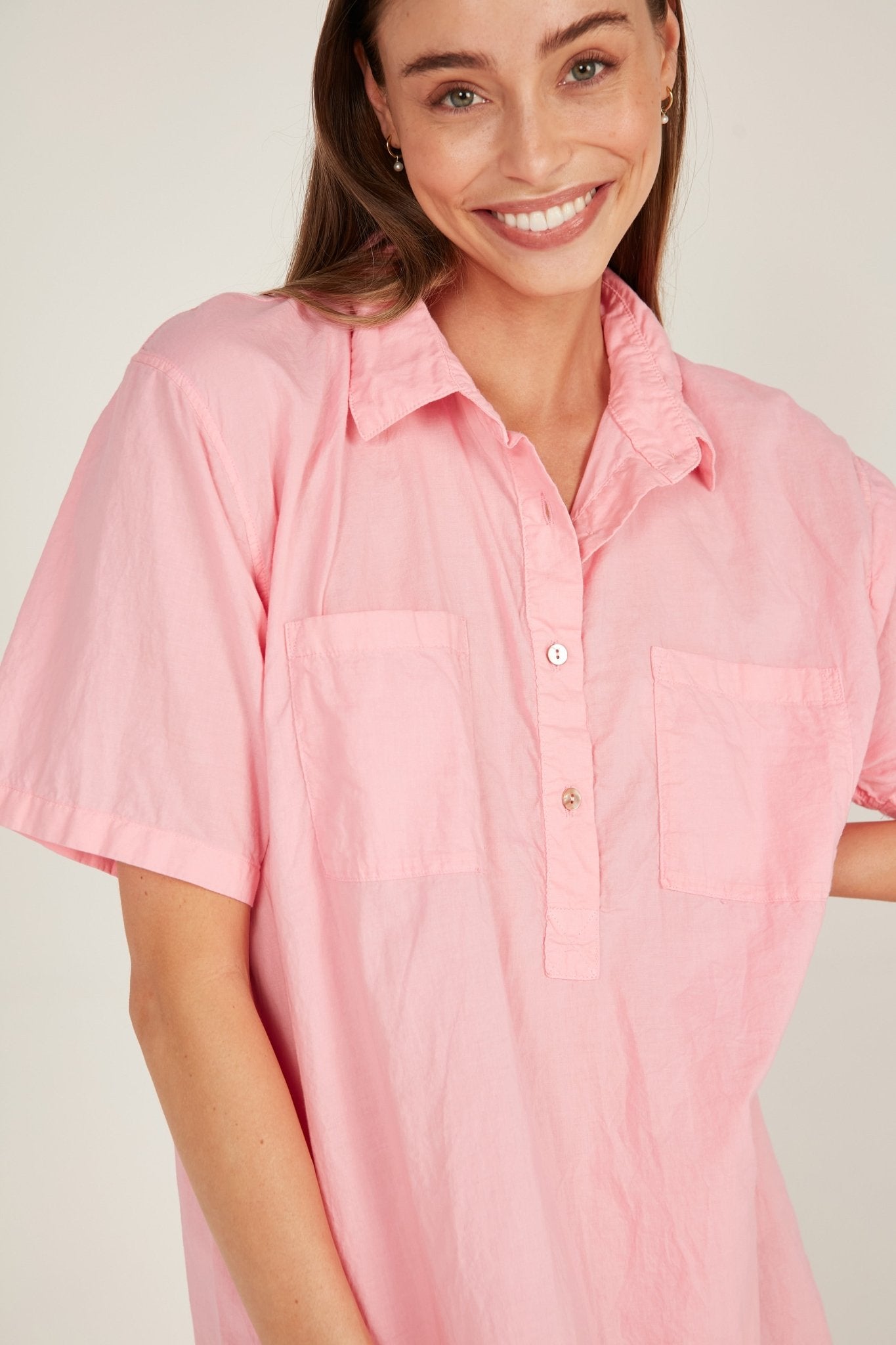 LALA SHIRT DRESS - TAFFY PINK - Primness