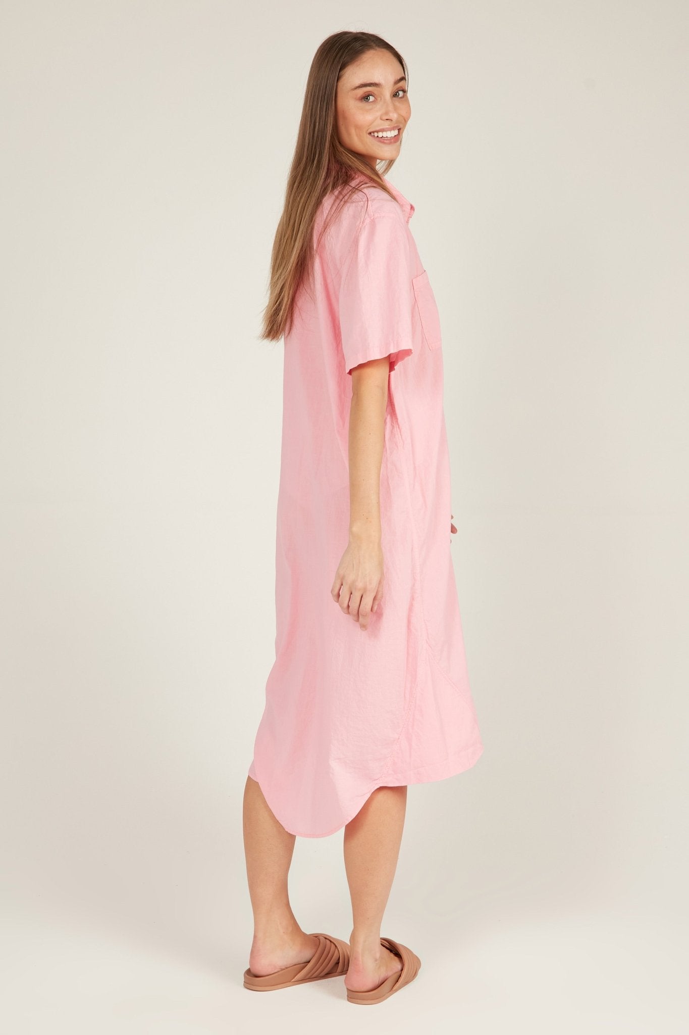 LALA SHIRT DRESS - TAFFY PINK - Primness