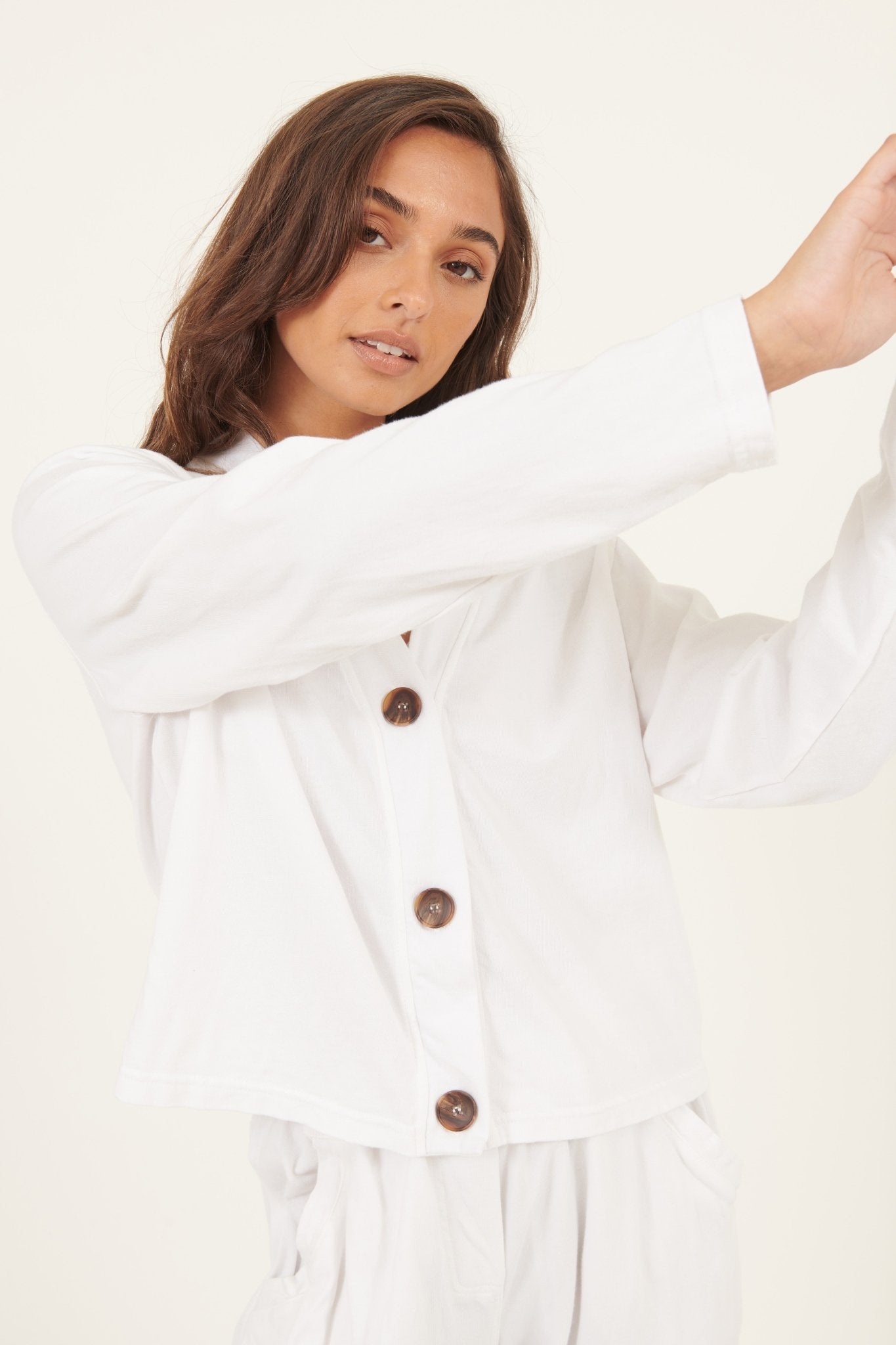 LINA CROPPED CARDI - BLANC - Primness