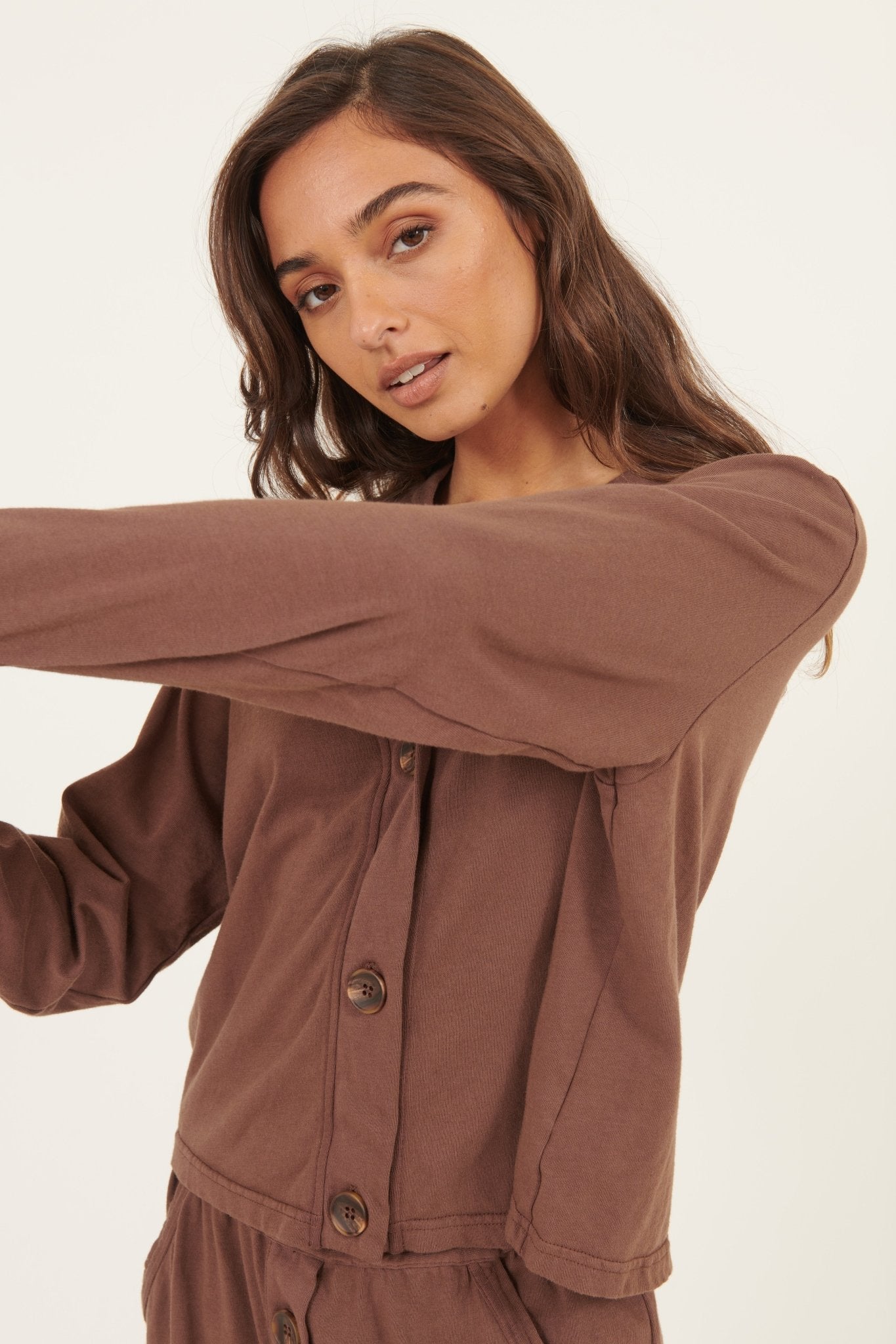 LINA CROPPED CARDI - CHOC CHIP - Primness