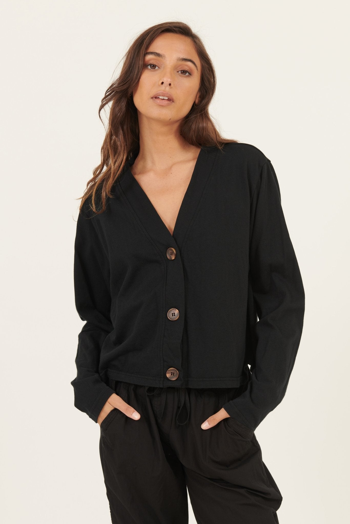 LINA CROPPED CARDI - NOIR - FINAL SALE – Primness