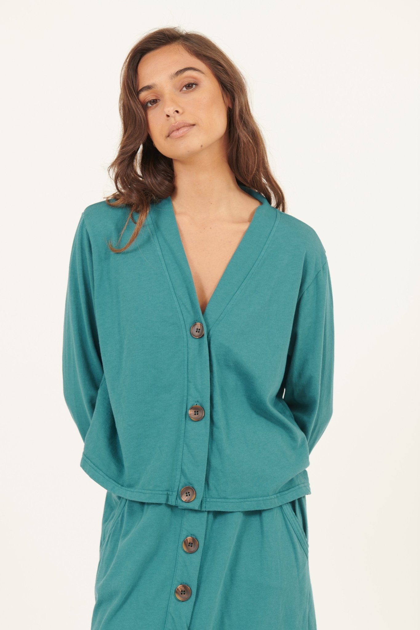 LINA CROPPED CARDI - PEACOCK - Primness