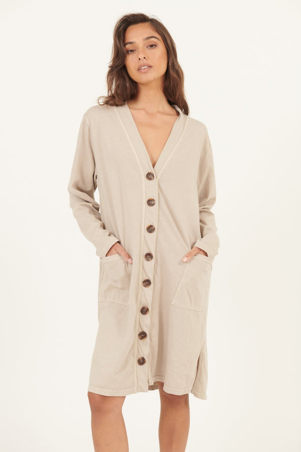 LINA LONG LINED CARDI - COCONUT - Primness