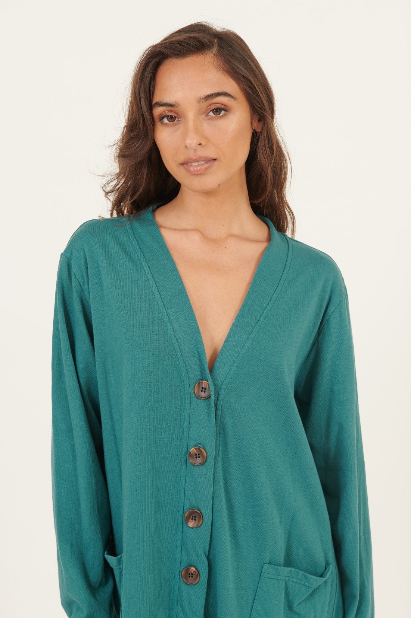 LINA LONG LINED CARDI - PEACOCK - Primness