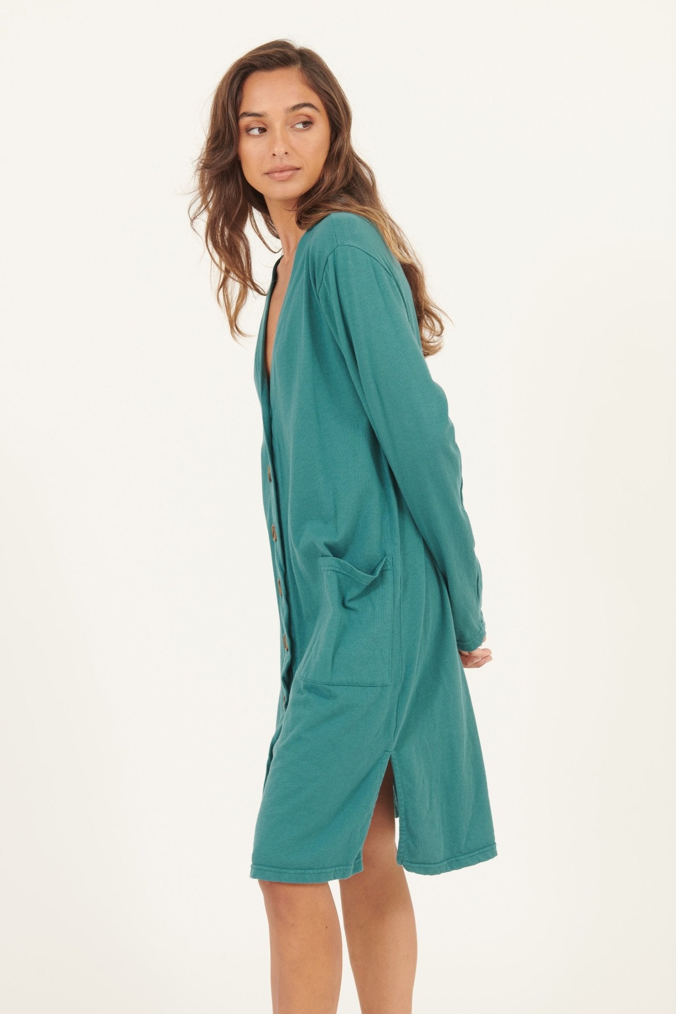 LINA LONG LINED CARDI - PEACOCK - Primness