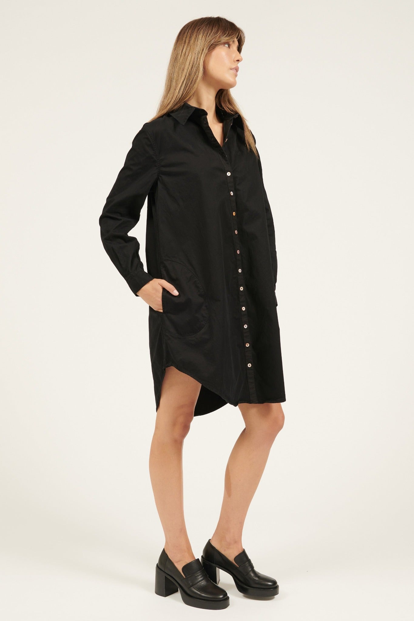 LONLON SHIRT DRESS - NOIR (PRE-ORDER) - Primness