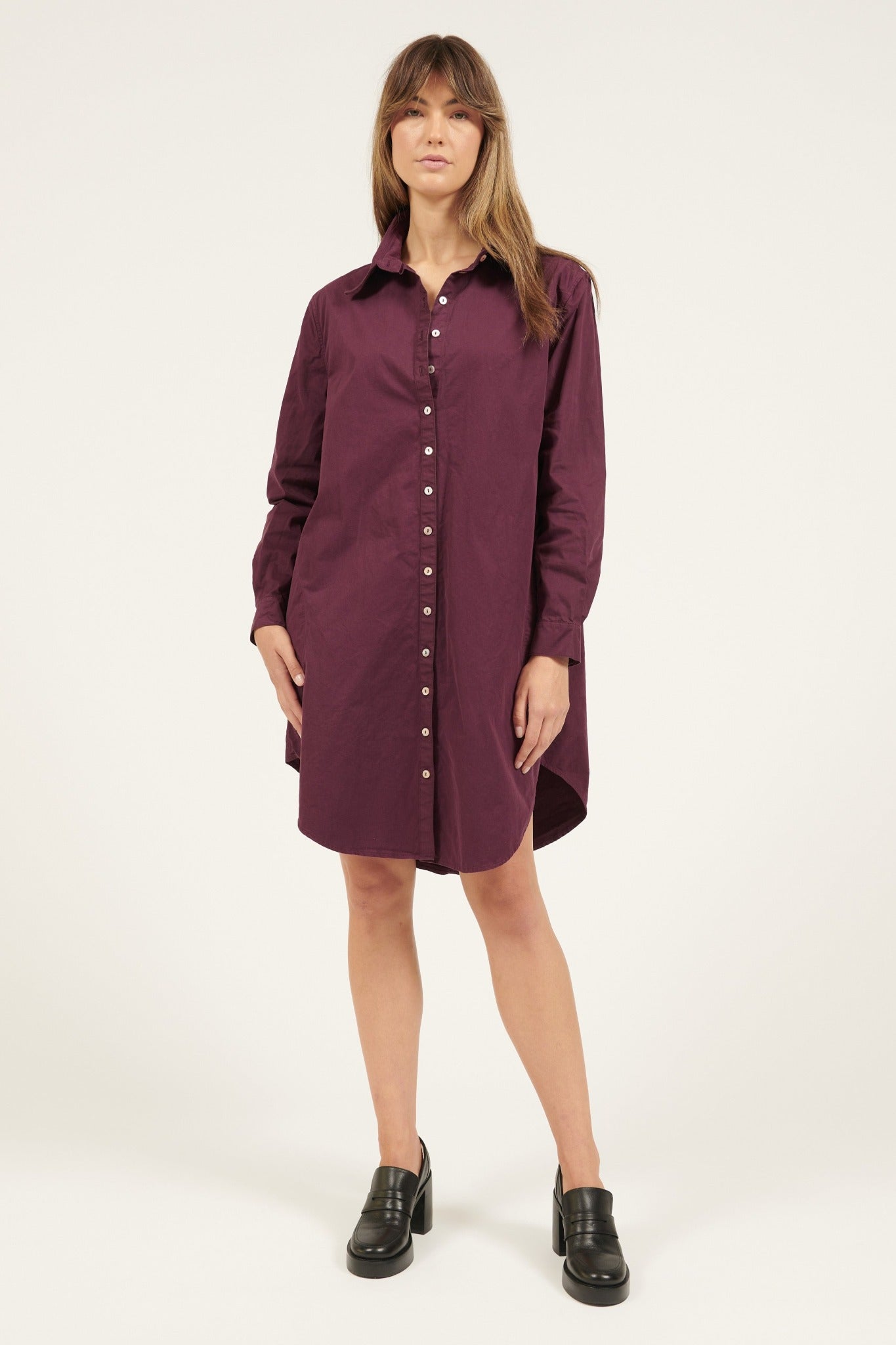 LONLON SHIRT DRESS - PLUM (PRE-ORDER) - Primness