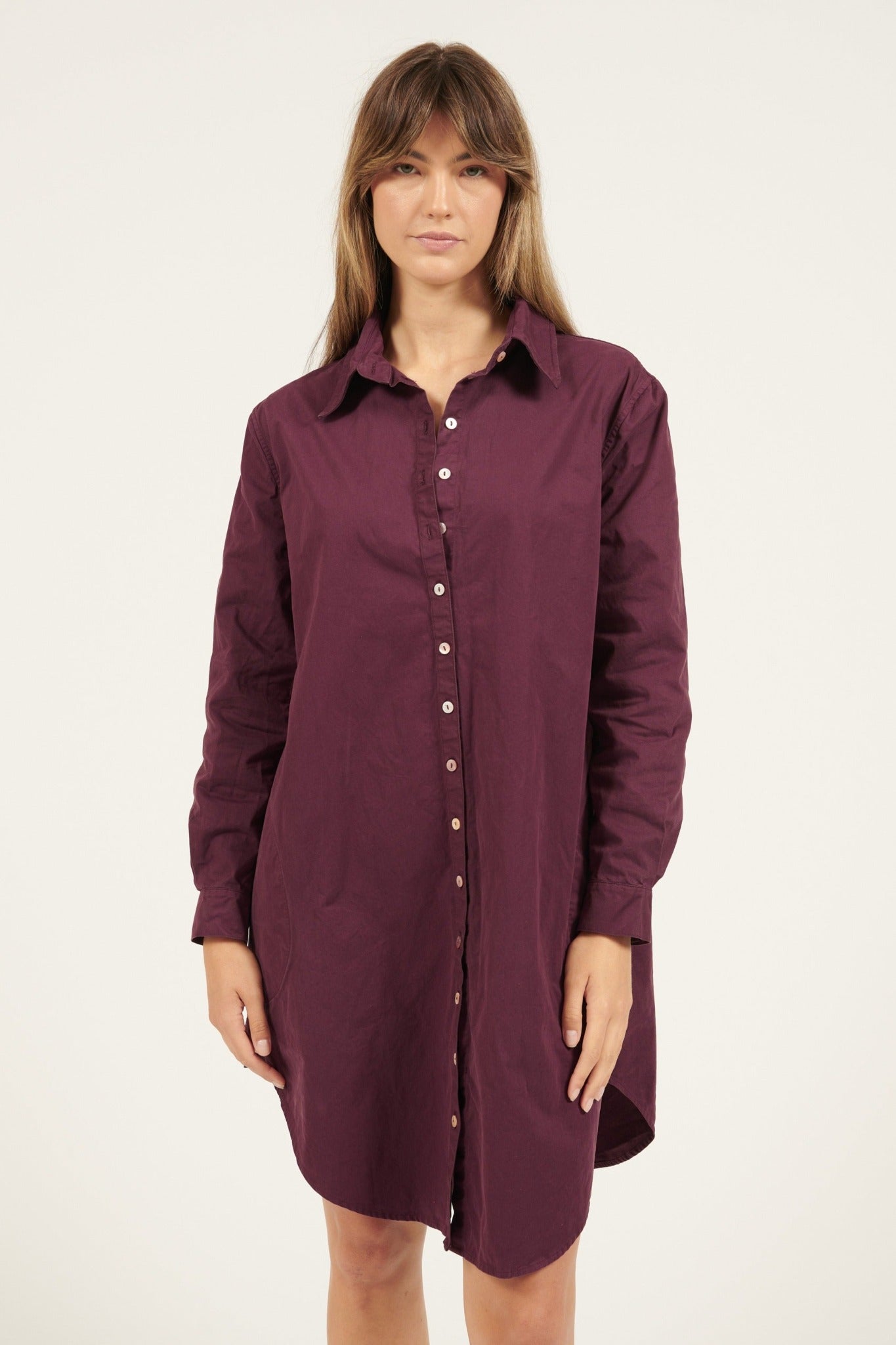 LONLON SHIRT DRESS - PLUM (PRE-ORDER) - Primness